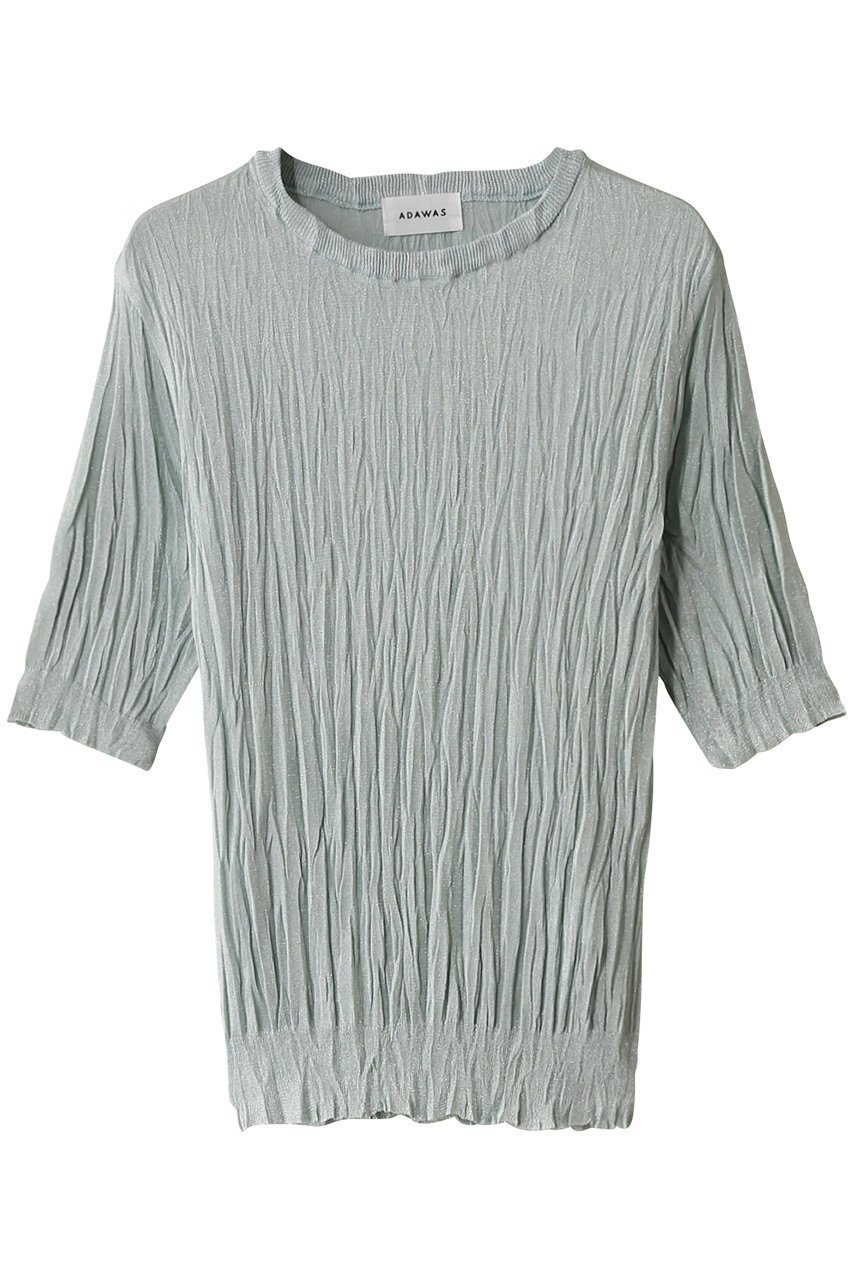 【アダワス/ADAWAS】のプリーツ ニット クルーネックトップス インテリア・キッズ・メンズ・レディースファッション・服の通販 founy(ファニー) 　ファッション　Fashion　レディースファッション　Fashion for Women　トップス・カットソー　Cut & Sew Tops　ニット　Knit Tops & Sweaters　カジュアルプルオーバー・ニットトップス　Pullovers & Knit Tops / Casual Pullovers　シンプル　Simple, Minimal　プリーツ　Pleats, Pleated　ボトム　Bottoms, Lower Wear　エレガント 上品　Elegant　ミント|ID: prp329100004358335 ipo3291000000032952839