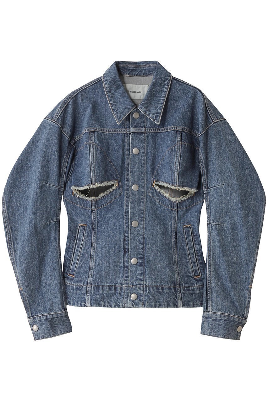 【チカ キサダ/CHIKA KISADA】のコットン デニムジャケット インテリア・キッズ・メンズ・レディースファッション・服の通販 founy(ファニー) 　ファッション　Fashion　レディースファッション　Fashion for Women　アウター　Coat / Outerwear Collection　レディースジャケット・軽アウター　Jackets　ブルゾンジャケット・スポーティアウター　Blouson Jackets　デニムジャケット / カジュアルアウター　Denim Jackets　クラシック　Classic, Timeless Style　ジャケット　Jacket, Outerwear　スタイリッシュ　Stylish, Fashionable　デニム　Denim, Jeans Material　フィット　Fit, Slim Fit　ブルゾン　Blouson, Bomber Jacket　ヴィンテージ　Vintage Style　ブルー|ID: prp329100004358342 ipo3291000000034956607