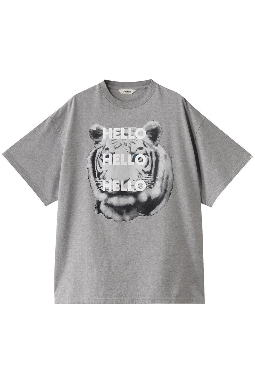 【オブラダ/Oblada】のTIGER Tシャツ インテリア・キッズ・メンズ・レディースファッション・服の通販 founy(ファニー) 　ファッション　Fashion　レディースファッション　Ladies' Fashion Online　トップス・カットソー　Tops/Tshirt　シャツ/ブラウス　Shirts/Blouses　ロング / Tシャツ　T-Shirts　カットソー　Cut and Sewn　ショート　Short　スリーブ　Sleeve　デニム　Denim　トレンド　Trend　フェミニン　Feminine　プリント　Print　グレー(ELLESHOP限定)|ID: prp329100004358347 ipo3291000000031791723