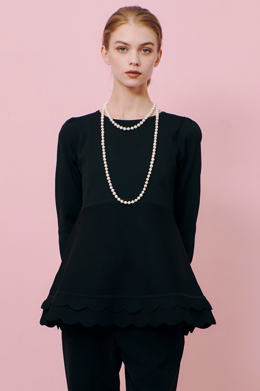【アルアバイル/allureville】の【LOULOU WILLOUGHBY】スカラッププルオーバー 人気、トレンドファッション・服の通販 founy(ファニー) 　ファッション　Fashion　レディースファッション　Fashion for Women　トップス・カットソー　Cut & Sew Tops　ニット　Knit Tops & Sweaters　カジュアルプルオーバー・ニットトップス　Pullovers & Knit Tops / Casual Pullovers　スカラップ　Scallop, Scalloped Edge　ティアード　Tiered, Tiered Style　デコルテ　Décolleté, Neckline　ペプラム　Peplum, Flared Hem　エレガント 上品　Elegant　再入荷　Restock / Back in Stock　other-5|ID: prp329100004358374 ipo3291000000032705627
