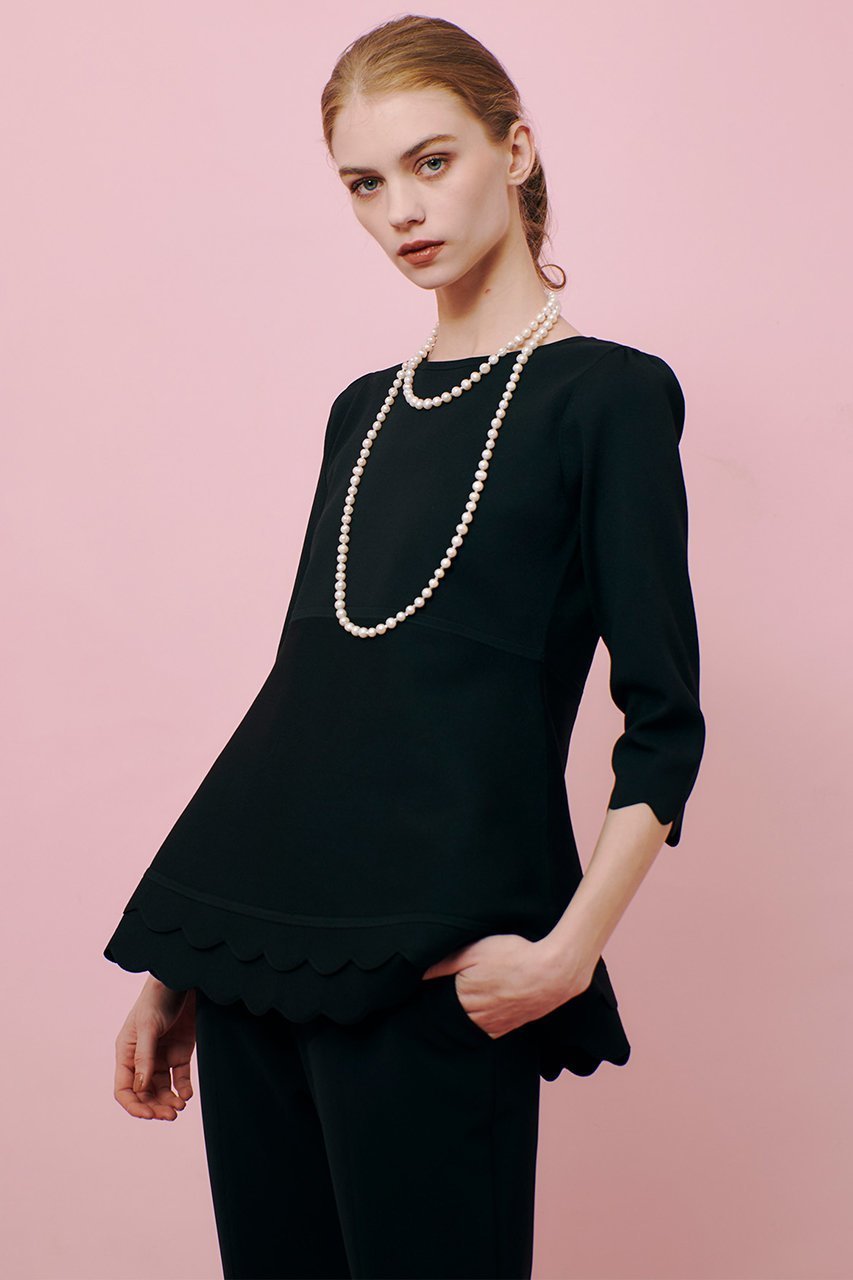 【アルアバイル/allureville】の【LOULOU WILLOUGHBY】スカラッププルオーバー 人気、トレンドファッション・服の通販 founy(ファニー) 　ファッション　Fashion　レディースファッション　Fashion for Women　トップス・カットソー　Cut & Sew Tops　ニット　Knit Tops & Sweaters　カジュアルプルオーバー・ニットトップス　Pullovers & Knit Tops / Casual Pullovers　スカラップ　Scallop, Scalloped Edge　ティアード　Tiered, Tiered Style　デコルテ　Décolleté, Neckline　ペプラム　Peplum, Flared Hem　エレガント 上品　Elegant　再入荷　Restock / Back in Stock　other-6|ID: prp329100004358374 ipo3291000000032705628