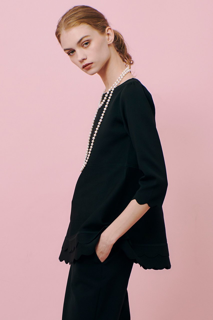 【アルアバイル/allureville】の【LOULOU WILLOUGHBY】スカラッププルオーバー 人気、トレンドファッション・服の通販 founy(ファニー) 　ファッション　Fashion　レディースファッション　Fashion for Women　トップス・カットソー　Cut & Sew Tops　ニット　Knit Tops & Sweaters　カジュアルプルオーバー・ニットトップス　Pullovers & Knit Tops / Casual Pullovers　スカラップ　Scallop, Scalloped Edge　ティアード　Tiered, Tiered Style　デコルテ　Décolleté, Neckline　ペプラム　Peplum, Flared Hem　エレガント 上品　Elegant　再入荷　Restock / Back in Stock　other-7|ID: prp329100004358374 ipo3291000000032705629