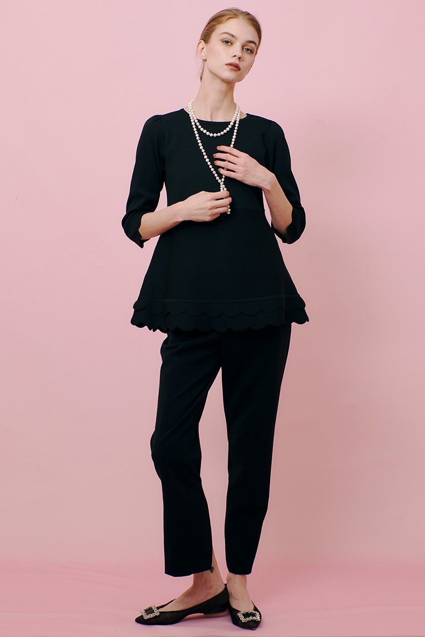 【アルアバイル/allureville】の【LOULOU WILLOUGHBY】スカラッププルオーバー 人気、トレンドファッション・服の通販 founy(ファニー) 　ファッション　Fashion　レディースファッション　Fashion for Women　トップス・カットソー　Cut & Sew Tops　ニット　Knit Tops & Sweaters　カジュアルプルオーバー・ニットトップス　Pullovers & Knit Tops / Casual Pullovers　スカラップ　Scallop, Scalloped Edge　ティアード　Tiered, Tiered Style　デコルテ　Décolleté, Neckline　ペプラム　Peplum, Flared Hem　エレガント 上品　Elegant　再入荷　Restock / Back in Stock　other-8|ID: prp329100004358374 ipo3291000000032705630