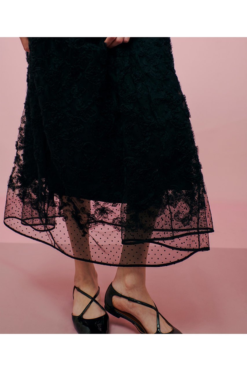 【アルアバイル/allureville】の【LOULOU WILLOUGHBY】ドットフラワー刺繍ノースリワンピース 人気、トレンドファッション・服の通販 founy(ファニー) 　ファッション　Fashion　レディースファッション　Fashion for Women　ワンピース　Dresses　チュニック　Tunic Tops & Dresses　エレガント 上品　Elegant　ギャザー　Gathered, Ruffled　グラデーション　Gradient, Ombre　チュニック　Tunic, Long Top　ドット　Polka Dot, Dot Pattern　ドレス　Dress, One-Piece　フラワー　Flower, Floral　フレア　Flare, Flared　ロング　Long, Long-Length　再入荷　Restock / Back in Stock　無地　Plain, Solid Color　other-8|ID: prp329100004358377 ipo3291000000032705655