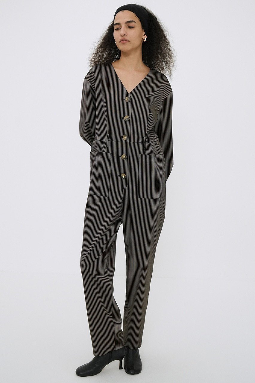 【クラネ/CLANE】のSTRIPE BIG BUTTON ALL IN ONE/オールインワン 人気、トレンドファッション・服の通販 founy(ファニー) 　ファッション　Fashion　レディースファッション　Fashion for Women　パンツ　Pants & Trousers　カットソー　Cut and Sewn Top　ストライプ　Stripe, Striped Pattern　フロント　Front, Front Design　マニッシュ　Mannish, Boyish　other-6|ID: prp329100004358379 ipo3291000000032929437