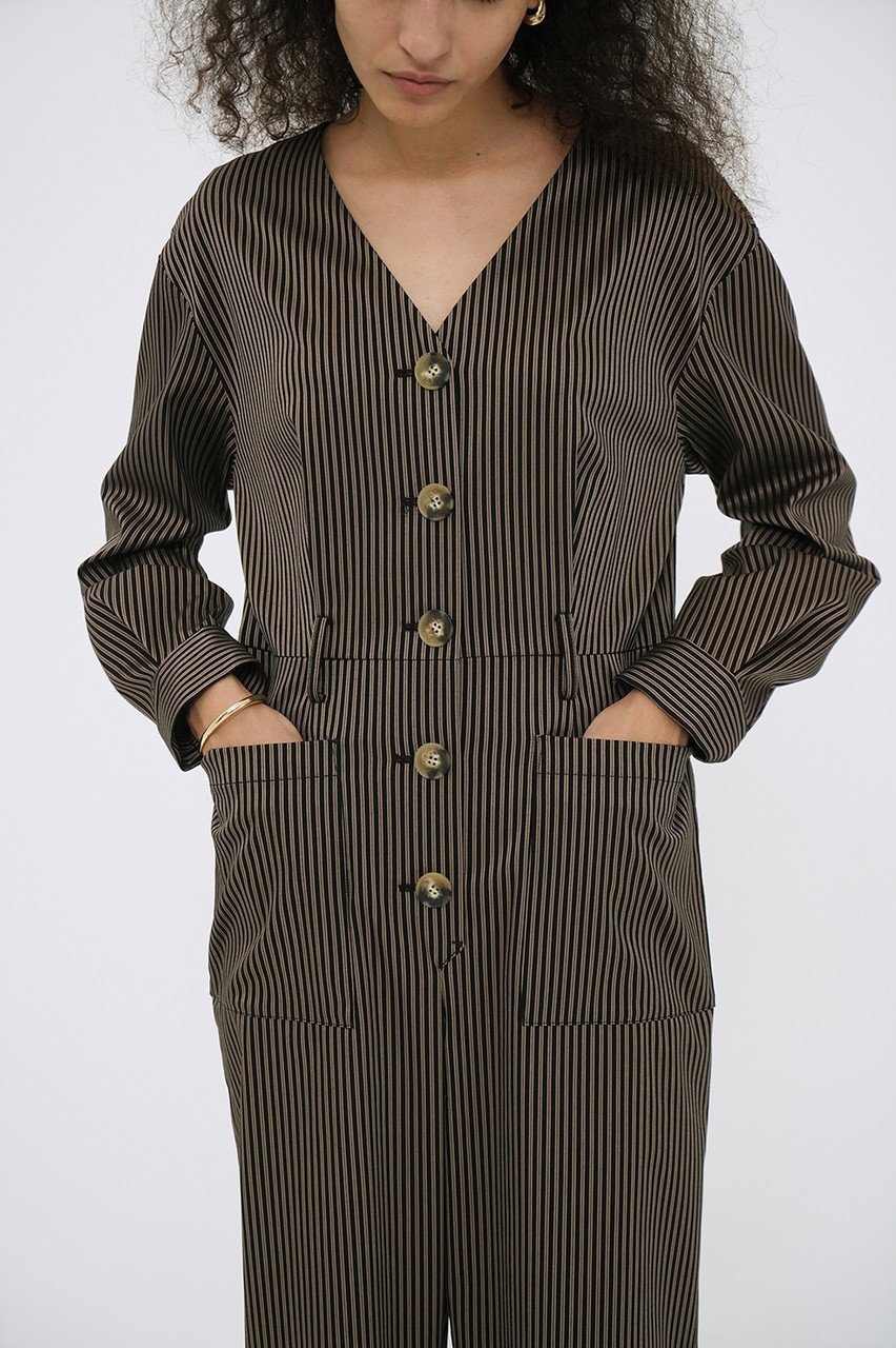 【クラネ/CLANE】のSTRIPE BIG BUTTON ALL IN ONE/オールインワン 人気、トレンドファッション・服の通販 founy(ファニー) 　ファッション　Fashion　レディースファッション　Fashion for Women　パンツ　Pants & Trousers　カットソー　Cut and Sewn Top　ストライプ　Stripe, Striped Pattern　フロント　Front, Front Design　マニッシュ　Mannish, Boyish　other-7|ID: prp329100004358379 ipo3291000000032929450