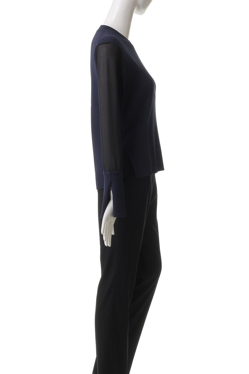 【ランバン オン ブルー/LANVIN en Bleu】のシアースリーブコンビニット 人気、トレンドファッション・服の通販 founy(ファニー) 　ファッション　Fashion　レディースファッション　Fashion for Women　トップス・カットソー　Cut & Sew Tops　ニット　Knit Tops & Sweaters　カジュアルプルオーバー・ニットトップス　Pullovers & Knit Tops / Casual Pullovers　エレガント 上品　Elegant　フェミニン　Feminine, Girly　フレア　Flare, Flared　other-3|ID: prp329100004358390 ipo3291000000032946566