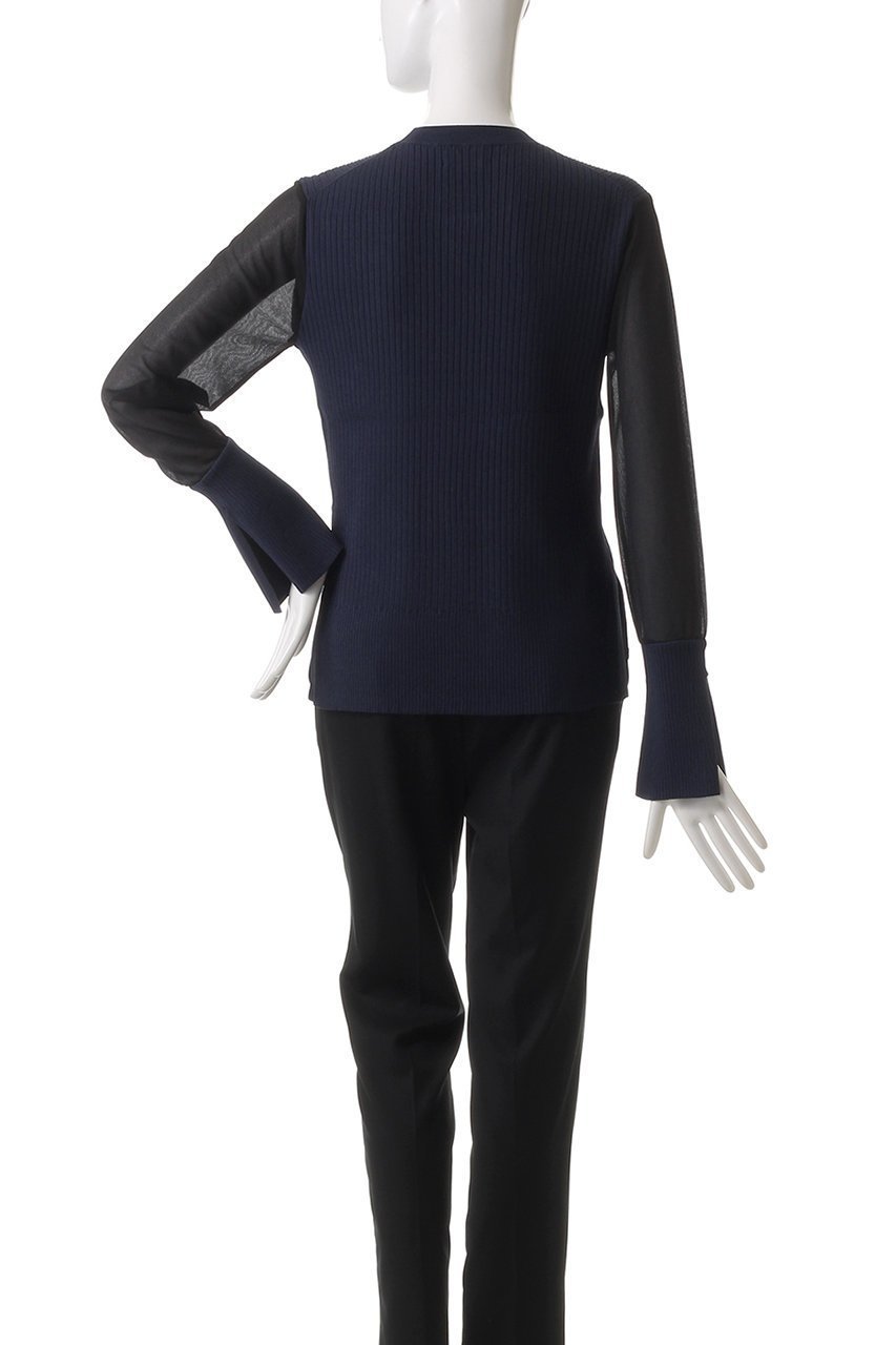 【ランバン オン ブルー/LANVIN en Bleu】のシアースリーブコンビニット 人気、トレンドファッション・服の通販 founy(ファニー) 　ファッション　Fashion　レディースファッション　Fashion for Women　トップス・カットソー　Cut & Sew Tops　ニット　Knit Tops & Sweaters　カジュアルプルオーバー・ニットトップス　Pullovers & Knit Tops / Casual Pullovers　エレガント 上品　Elegant　フェミニン　Feminine, Girly　フレア　Flare, Flared　other-4|ID: prp329100004358390 ipo3291000000032946575