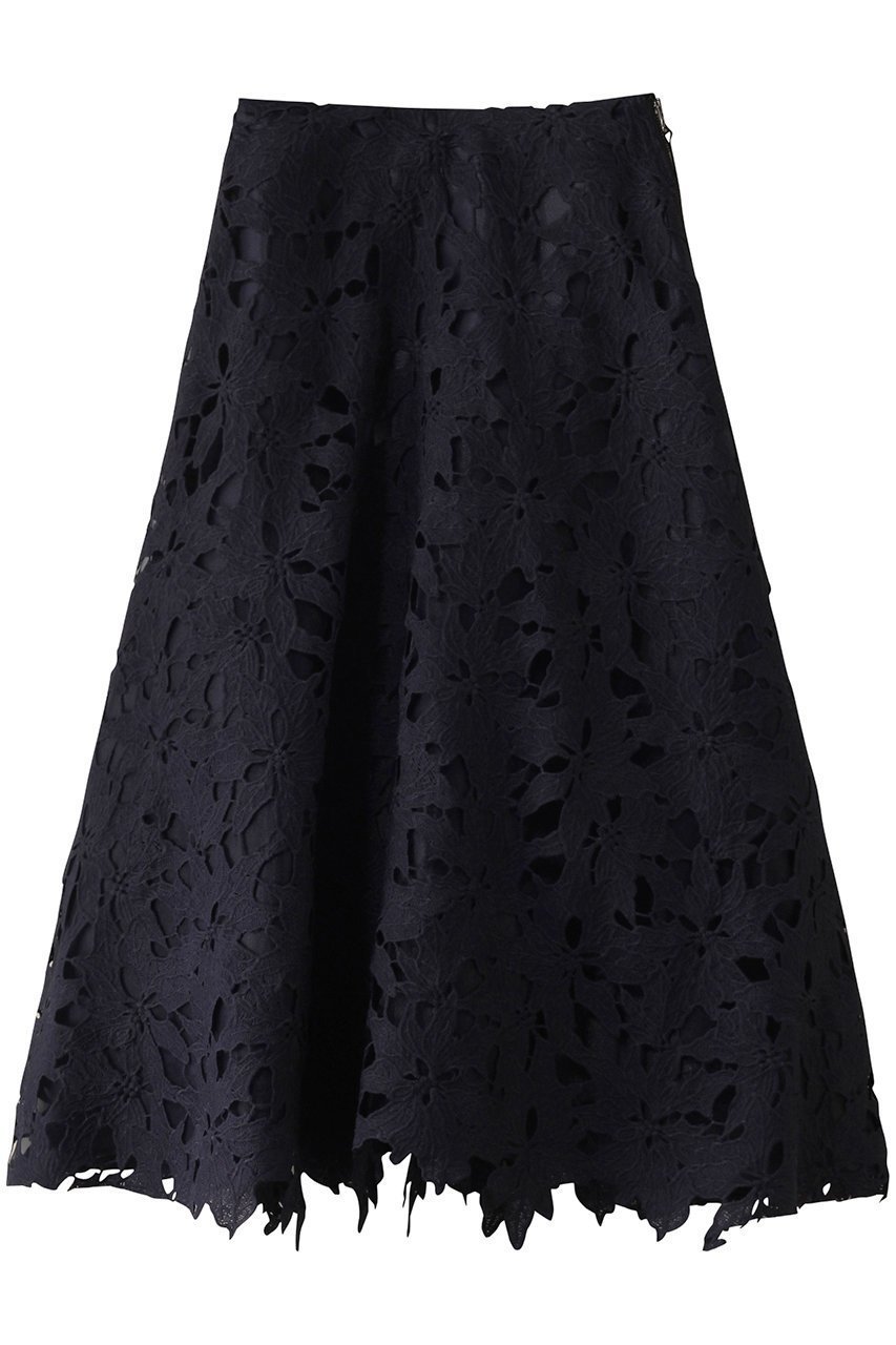 【ランバン オン ブルー/LANVIN en Bleu】のケミカルフラワーレースフレアスカート 人気、トレンドファッション・服の通販 founy(ファニー) 　ファッション　Fashion　レディースファッション　Fashion for Women　スカート　Skirts　Aライン・フレアスカート　A-Line & Flared Skirts　ロングスカート　Long Skirts / Maxi & Midi Skirts　エレガント 上品　Elegant　ケミカル　Chemical, Chemical Wash　シンプル　Simple, Minimal　フェミニン　Feminine, Girly　フラワー　Flower, Floral　フレア　Flare, Flared　レース　Lace, Lace Fabric　ロング　Long, Long-Length　春　Spring　 other-1|ID: prp329100004358392 ipo3291000000032826147