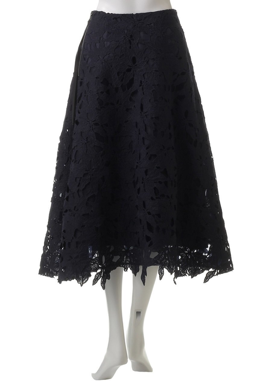 【ランバン オン ブルー/LANVIN en Bleu】のケミカルフラワーレースフレアスカート 人気、トレンドファッション・服の通販 founy(ファニー) 　ファッション　Fashion　レディースファッション　Fashion for Women　スカート　Skirts　Aライン・フレアスカート　A-Line & Flared Skirts　ロングスカート　Long Skirts / Maxi & Midi Skirts　エレガント 上品　Elegant　ケミカル　Chemical, Chemical Wash　シンプル　Simple, Minimal　フェミニン　Feminine, Girly　フラワー　Flower, Floral　フレア　Flare, Flared　レース　Lace, Lace Fabric　ロング　Long, Long-Length　春　Spring　other-4|ID: prp329100004358392 ipo3291000000032826152