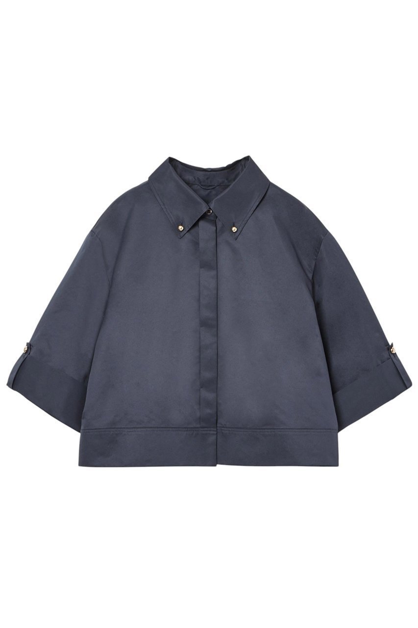 【アナイ/ANAYI】のツイルクロップドシャツ インテリア・キッズ・メンズ・レディースファッション・服の通販 founy(ファニー) 　ファッション　Fashion　レディースファッション　Fashion for Women　トップス・カットソー　Cut & Sew Tops　シャツ・ブラウス・オフィスカジュアル　Elegant Blouses & Button-Ups　おすすめ　Recommended / Our Picks　ショート　Short, Short Length　ジャケット　Jacket, Outerwear　スリーブ　Sleeve, Long Sleeve / Short Sleeve　セットアップ　Set-Up, Coordinated Outfit　タフタ　Taffeta, Structured Fabric　タンブラー　Tumbler, Travel Mug　メタル　Metal, Metal Parts　再入荷　Restock / Back in Stock　ネイビー|ID: prp329100004358396 ipo3291000000035054800