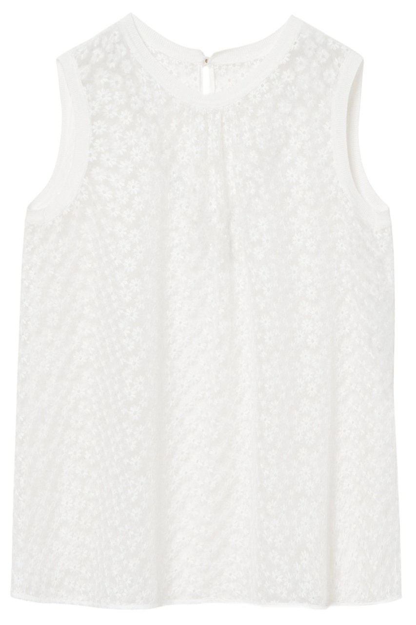 【アナイ/ANAYI】のフラワー刺繍ノースリーブブラウス 人気、トレンドファッション・服の通販 founy(ファニー) 　ファッション　Fashion　レディースファッション　Fashion for Women　トップス・カットソー　Cut & Sew Tops　キャミソール&ノースリーブ　Camisoles & Sleeveless Tops　シャツ・ブラウス・オフィスカジュアル　Elegant Blouses & Button-Ups　おすすめ　Recommended / Our Picks　アイレット　Eyelet Lace　ギャザー　Gathered, Ruffled　チュール　Tulip, Tulip Motif　ドッキング　Docking, Mixed Material　ノースリーブ　Sleeveless, No-Sleeve　フェミニン　Feminine, Girly　フラワー　Flower, Floral　モチーフ　Motif, Design Theme　ランダム　Random, Irregular　再入荷　Restock / Back in Stock　 other-1|ID: prp329100004358397 ipo3291000000035051923