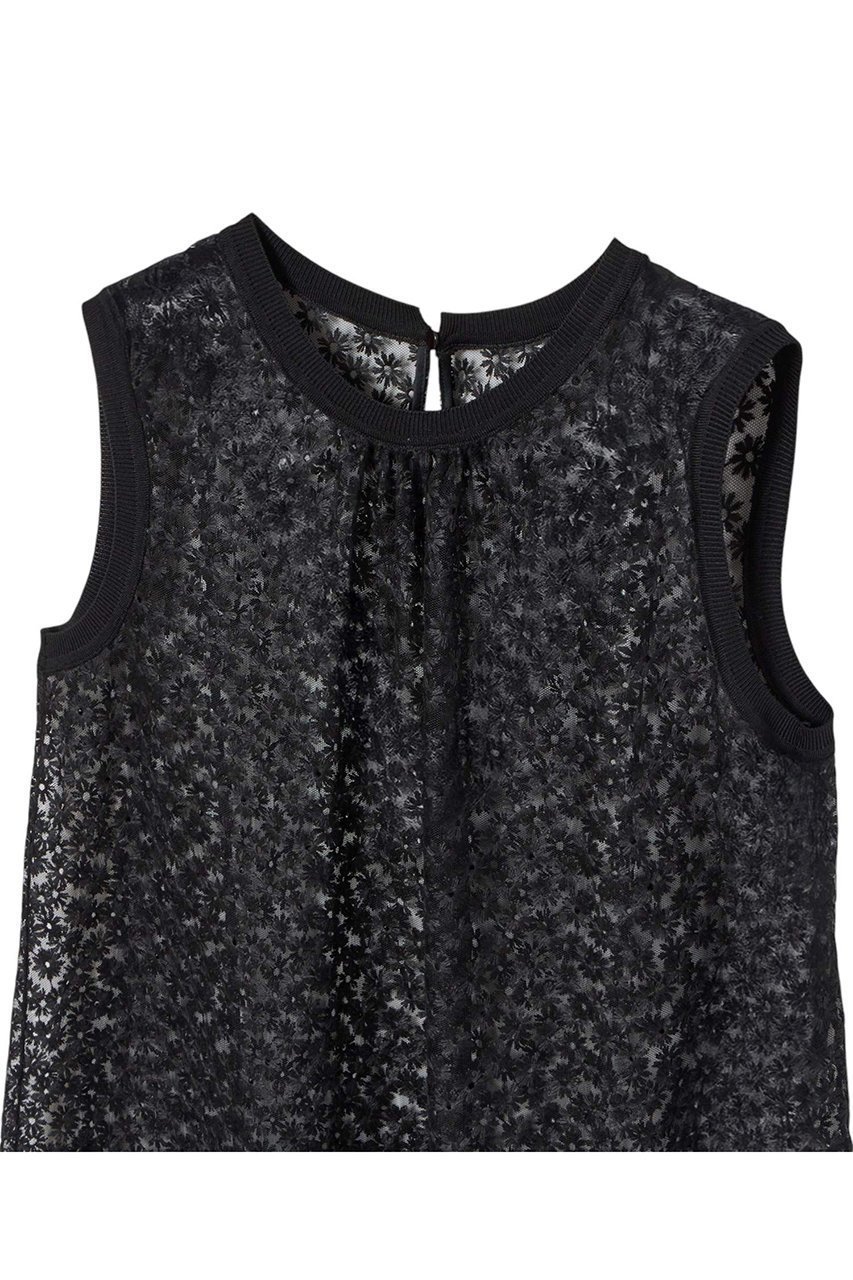 【アナイ/ANAYI】のフラワー刺繍ノースリーブブラウス 人気、トレンドファッション・服の通販 founy(ファニー) 　ファッション　Fashion　レディースファッション　Fashion for Women　トップス・カットソー　Cut & Sew Tops　キャミソール&ノースリーブ　Camisoles & Sleeveless Tops　シャツ・ブラウス・オフィスカジュアル　Elegant Blouses & Button-Ups　おすすめ　Recommended / Our Picks　アイレット　Eyelet Lace　ギャザー　Gathered, Ruffled　チュール　Tulip, Tulip Motif　ドッキング　Docking, Mixed Material　ノースリーブ　Sleeveless, No-Sleeve　フェミニン　Feminine, Girly　フラワー　Flower, Floral　モチーフ　Motif, Design Theme　ランダム　Random, Irregular　再入荷　Restock / Back in Stock　other-3|ID: prp329100004358397 ipo3291000000035051927