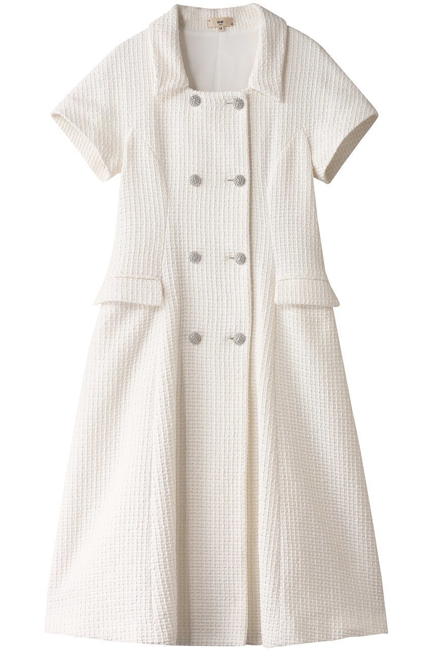 【エムダブリュー/MW】のワッフルラメツツイード ドレス インテリア・キッズ・メンズ・レディースファッション・服の通販 founy(ファニー) 　ファッション　Fashion　レディースファッション　Fashion for Women　ワンピース　Dresses　フォーマル・パーティードレス・結婚式用ドレス　Elegant & Casual Dresses　チュニック　Tunic Tops & Dresses　チュニック　Tunic, Long Top　ツイード　Twill, Twill Weave　ドレス　Dress, One-Piece　フィット　Fit, Slim Fit　フレア　Flare, Flared　ロング　Long, Long-Length　羽織　Haori, Light Jacket　ホワイト|ID: prp329100004358431 ipo3291000000032872493