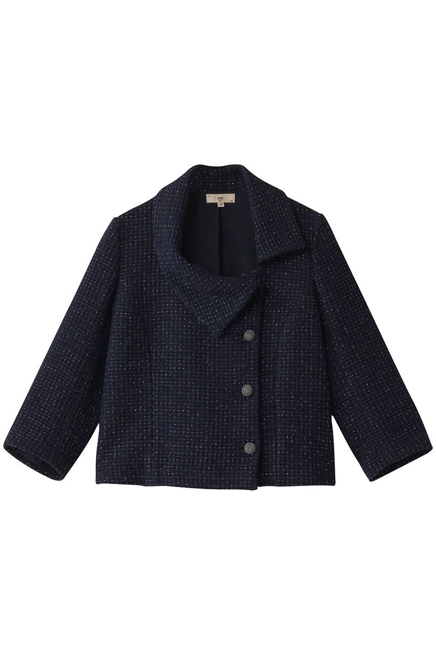 【エムダブリュー/MW】のワッフルラメツイード ジャケット インテリア・キッズ・メンズ・レディースファッション・服の通販 founy(ファニー) 　ファッション　Fashion　レディースファッション　Fashion for Women　アウター　Coat / Outerwear Collection　レディースジャケット・軽アウター　Jackets　おすすめ　Recommended / Our Picks　ジャケット　Jacket, Outerwear　セットアップ　Set-Up, Coordinated Outfit　ツイード／ツィード　Choker, Choker Necklace　フレア　Flare, Flared　ネイビー|ID: prp329100004358433 ipo3291000000032962640