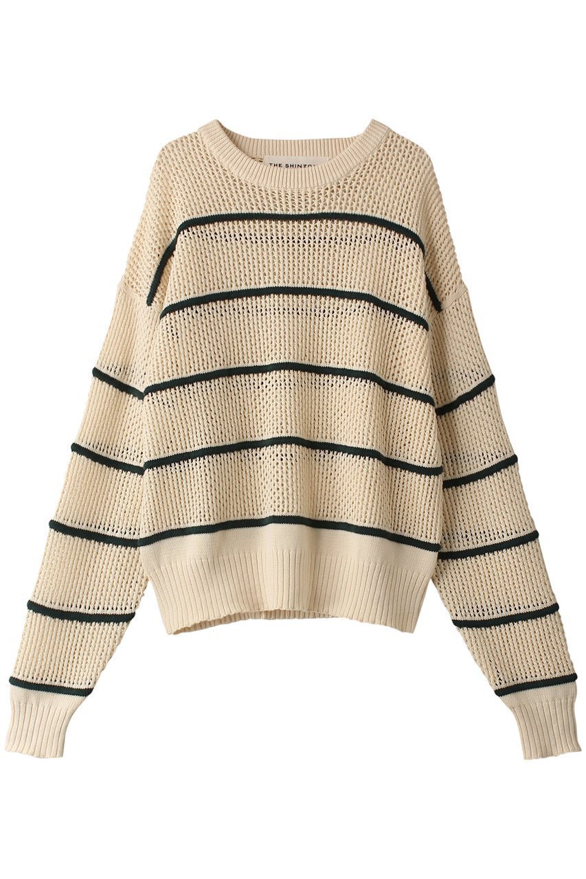 【シンゾーン/Shinzone】のC/LI メッシュストライプニット インテリア・キッズ・メンズ・レディースファッション・服の通販 founy(ファニー) 　ファッション　Fashion　レディースファッション　Fashion for Women　トップス・カットソー　Cut & Sew Tops　ニット　Knit Tops & Sweaters　カジュアルプルオーバー・ニットトップス　Pullovers & Knit Tops / Casual Pullovers　ストライプ　Stripe, Striped Pattern　デニム　Denim, Jeans Material　トレンド　Trend, Trending Now　プリーツ　Pleats, Pleated　メッシュ　Mesh, Net Fabric　リネン　Linen, Linen Fabric　ホワイト|ID: prp329100004358458 ipo3291000000032953132
