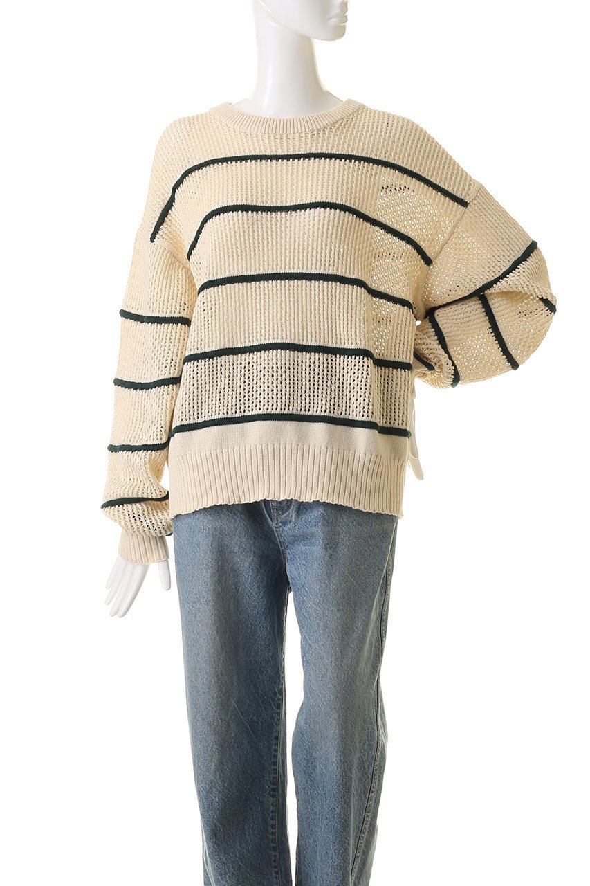 【シンゾーン/Shinzone】のC/LI メッシュストライプニット 人気、トレンドファッション・服の通販 founy(ファニー) 　ファッション　Fashion　レディースファッション　Fashion for Women　トップス・カットソー　Cut & Sew Tops　ニット　Knit Tops & Sweaters　カジュアルプルオーバー・ニットトップス　Pullovers & Knit Tops / Casual Pullovers　ストライプ　Stripe, Striped Pattern　デニム　Denim, Jeans Material　トレンド　Trend, Trending Now　プリーツ　Pleats, Pleated　メッシュ　Mesh, Net Fabric　リネン　Linen, Linen Fabric　other-2|ID: prp329100004358458 ipo3291000000032953133