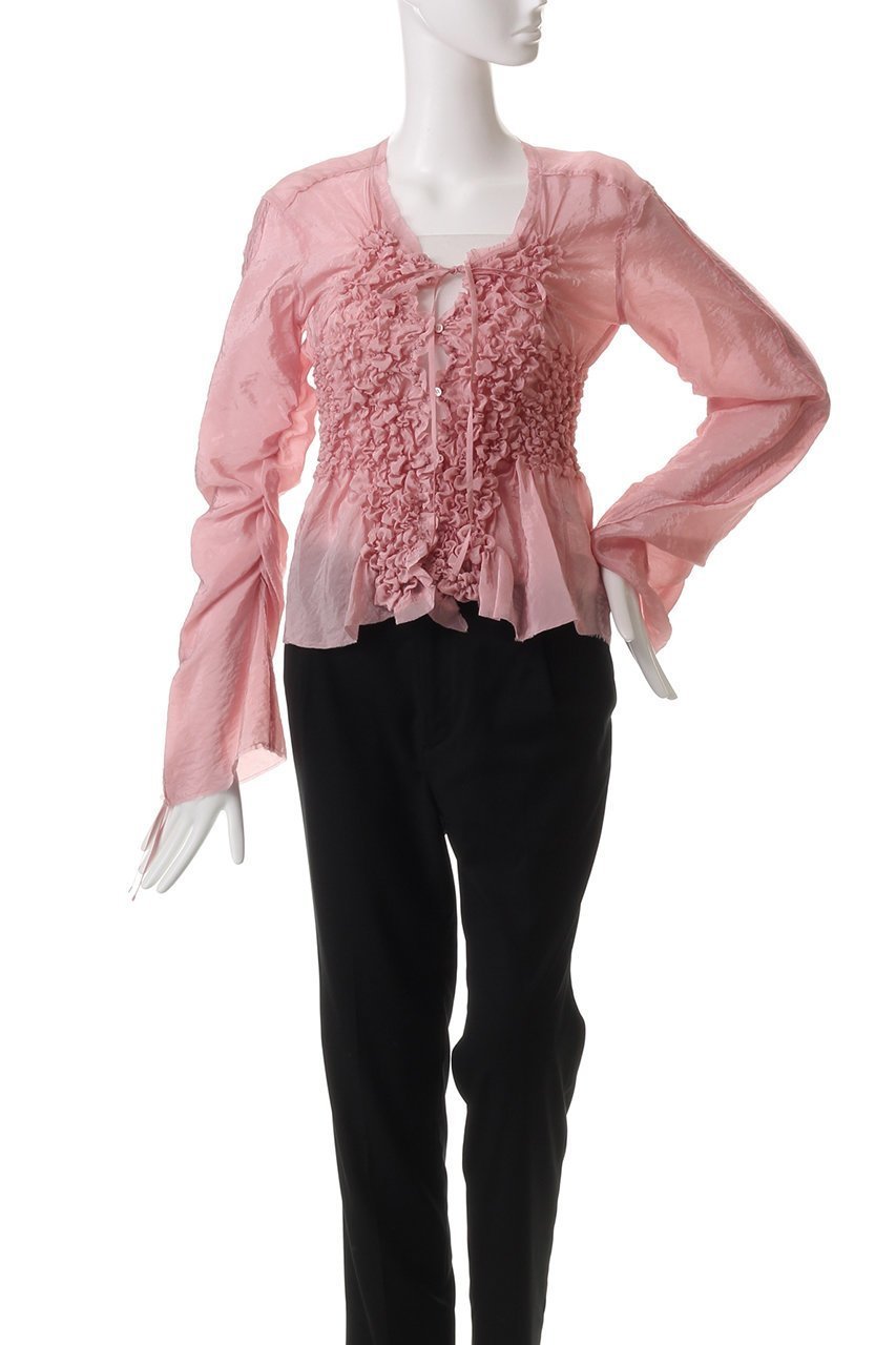 【プランク プロジェクト/PRANK PROJECT】のシャーリングトップ / Shirring Top 人気、トレンドファッション・服の通販 founy(ファニー) 　ファッション　Fashion　レディースファッション　Fashion for Women　トップス・カットソー　Cut & Sew Tops　シャツ・ブラウス・オフィスカジュアル　Elegant Blouses & Button-Ups　カッティング　Cutting Detail　サテン　Satin, Glossy Fabric　シアー　Sheer, See-Through　シェイプ　Shape, Slim Fit　シャーリング　Shirring, Ruched　スリーブ　Sleeve, Long Sleeve / Short Sleeve　フィット　Fit, Slim Fit　ボトム　Bottoms, Lower Wear　ロング　Long, Long-Length　今季　This Season, Current Season　羽織　Haori, Light Jacket　other-2|ID: prp329100004359675 ipo3291000000035387287