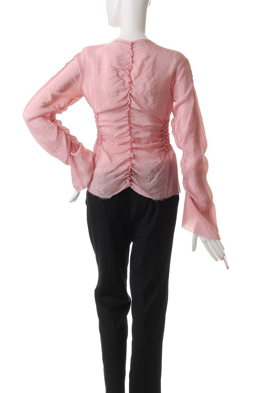 【プランク プロジェクト/PRANK PROJECT】のシャーリングトップ / Shirring Top 人気、トレンドファッション・服の通販 founy(ファニー) 　ファッション　Fashion　レディースファッション　Fashion for Women　トップス・カットソー　Cut & Sew Tops　シャツ・ブラウス・オフィスカジュアル　Elegant Blouses & Button-Ups　カッティング　Cutting Detail　サテン　Satin, Glossy Fabric　シアー　Sheer, See-Through　シェイプ　Shape, Slim Fit　シャーリング　Shirring, Ruched　スリーブ　Sleeve, Long Sleeve / Short Sleeve　フィット　Fit, Slim Fit　ボトム　Bottoms, Lower Wear　ロング　Long, Long-Length　今季　This Season, Current Season　羽織　Haori, Light Jacket　other-4|ID: prp329100004359675 ipo3291000000035387289