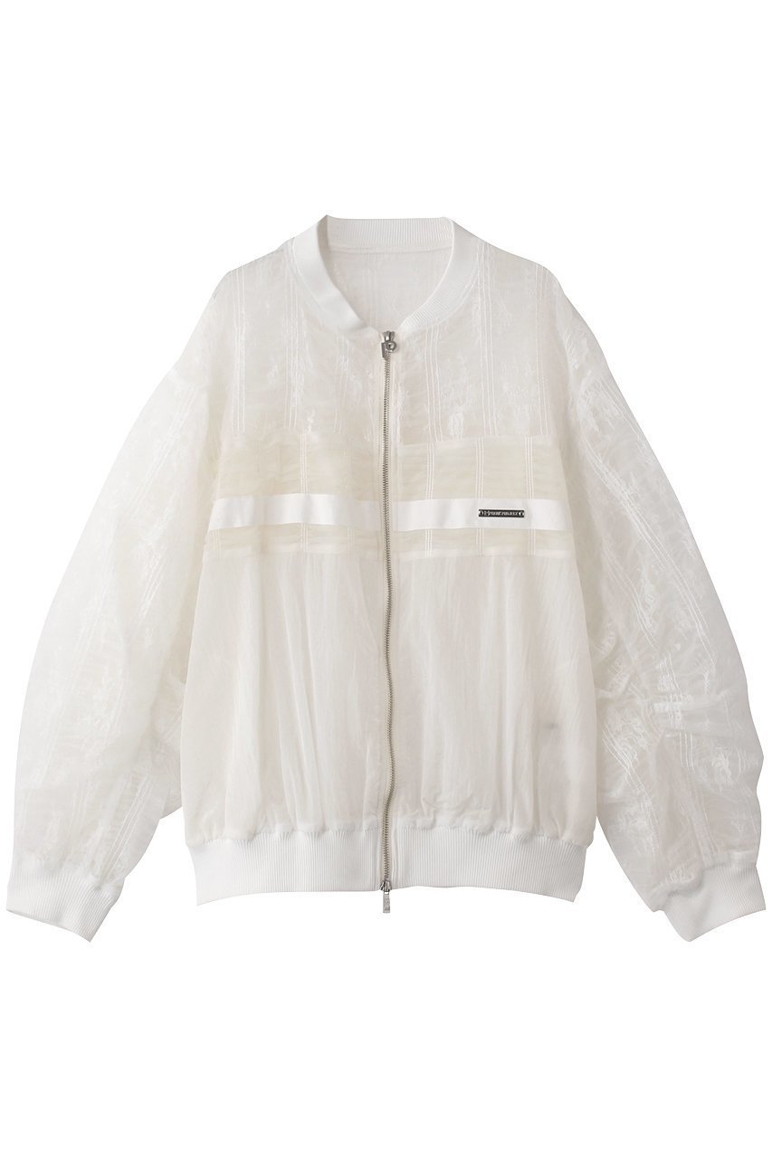 【プランク プロジェクト/PRANK PROJECT】のシャーリングレースブルゾン / Shirring Lace Blouson インテリア・キッズ・メンズ・レディースファッション・服の通販 founy(ファニー) 　ファッション　Fashion　レディースファッション　Fashion for Women　アウター　Coat / Outerwear Collection　レディースジャケット・軽アウター　Jackets　ブルゾンジャケット・スポーティアウター　Blouson Jackets　おすすめ　Recommended / Our Picks　インナー　Innerwear　エレガント 上品　Elegant　シャーリング　Shirring, Ruched　ジャケット　Jacket, Outerwear　スポーティ　Sporty, Casual Athletic　デニム　Denim, Jeans Material　パーカー　Hoodie, Parka　ブルゾン　Blouson, Bomber Jacket　レース　Lace, Lace Fabric　ワッシャー　Washer, Crinkled Finish　ヴィンテージ　Vintage Style　夏　Summer　WHT(ホワイト)|ID: prp329100004359677 ipo3291000000032957431