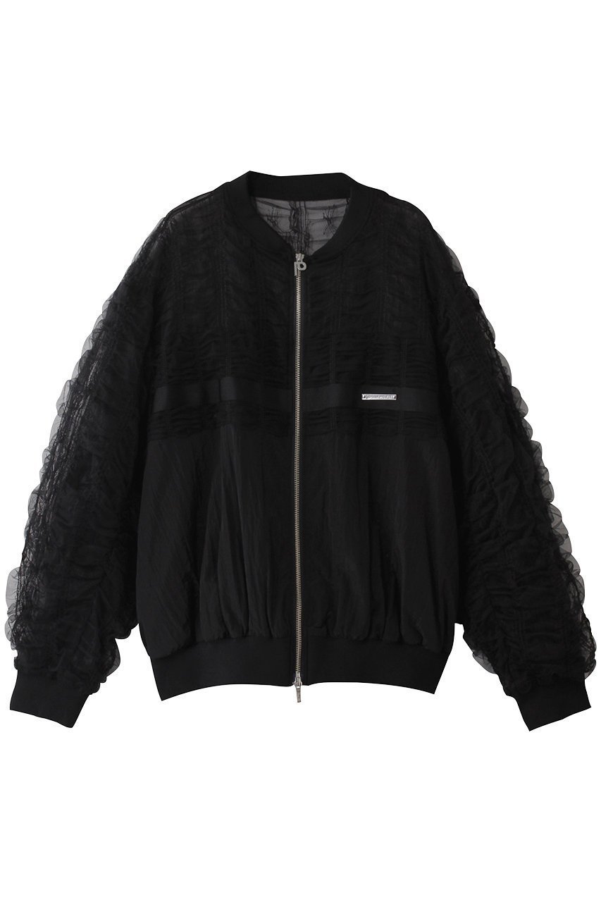 【プランク プロジェクト/PRANK PROJECT】のシャーリングレースブルゾン / Shirring Lace Blouson インテリア・キッズ・メンズ・レディースファッション・服の通販 founy(ファニー) ファッション Fashion レディースファッション Fashion for Women アウター Coat / Outerwear Collection レディースジャケット・軽アウター Jackets ブルゾンジャケット・スポーティアウター Blouson Jackets おすすめ Recommended / Our Picks インナー Innerwear エレガント 上品 Elegant シャーリング Shirring, Ruched ジャケット Jacket, Outerwear スポーティ Sporty, Casual Athletic デニム Denim, Jeans Material パーカー Hoodie, Parka ブルゾン Blouson, Bomber Jacket レース Lace, Lace Fabric ワッシャー Washer, Crinkled Finish ヴィンテージ Vintage Style 夏 Summer BLK(ブラック)|ID: prp329100004359677 ipo3291000000036796805