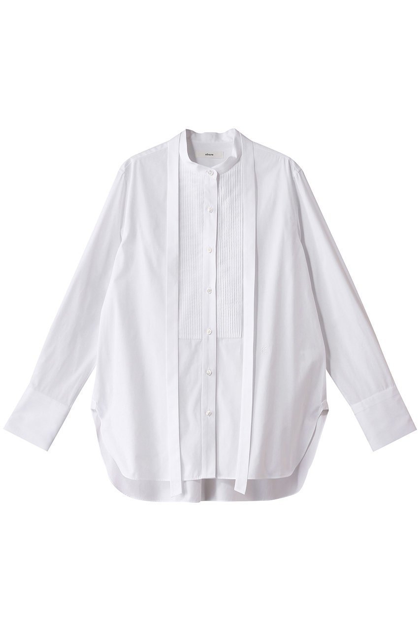 【エブール/ebure】のエッセンシャルコットン ボウタイバンドカラーシャツ 人気、トレンドファッション・服の通販 founy(ファニー) 　ファッション　Fashion　レディースファッション　Fashion for Women　トップス・カットソー　Cut & Sew Tops　シャツ・ブラウス・オフィスカジュアル　Elegant Blouses & Button-Ups　おすすめ　Recommended / Our Picks　インナー　Innerwear　ジャケット　Jacket, Outerwear　ストライプ　Stripe, Striped Pattern　スリーブ　Sleeve, Long Sleeve / Short Sleeve　デニム　Denim, Jeans Material　ロング　Long, Long-Length　 other-1|ID: prp329100004359682 ipo3291000000035530571
