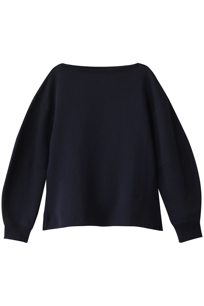 【エブール/ebure】のタンブラークリア裏毛 ボートネックカットソー インテリア・キッズ・メンズ・レディースファッション・服の通販 founy(ファニー) 　ファッション　Fashion　レディースファッション　Fashion for Women　トップス・カットソー　Cut & Sew Tops　シャツ・ブラウス・オフィスカジュアル　Elegant Blouses & Button-Ups　ロングTシャツ・Tシャツ　Longline T-Shirts & Tees　カットソー・ベーシックTシャツ　Cut-and-Sewn Tops / Stretch Tees & Basics　カットソー　Cut and Sewn Top　スリット　Slit, Slit Detail　スリーブ　Sleeve, Long Sleeve / Short Sleeve　タンブラー　Tumbler, Travel Mug　ロング　Long, Long-Length　ネイビー|ID: prp329100004359687 ipo3291000000032880971