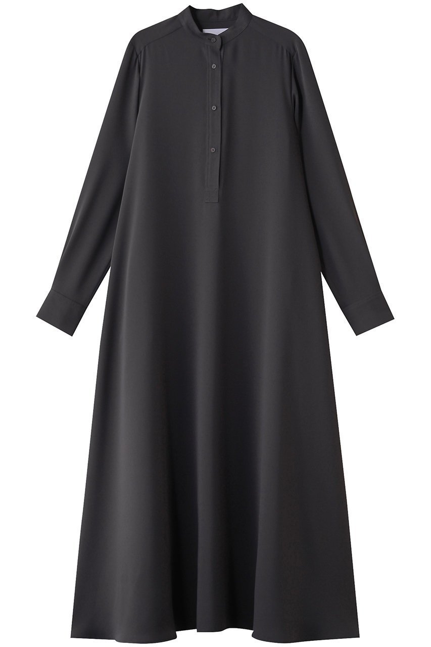 【グラフペーパー/Graphpaper】のSatin Band Collar Dress/ドレス インテリア・キッズ・メンズ・レディースファッション・服の通販 founy(ファニー) 　ファッション　Fashion　レディースファッション　Fashion for Women　ワンピース　Dresses　フォーマル・パーティードレス・結婚式用ドレス　Elegant & Casual Dresses　チュニック　Tunic Tops & Dresses　サテン　Satin, Glossy Fabric　シューズ　Shoes, Footwear　シンプル　Simple, Minimal　チュニック　Tunic, Long Top　ドレス　Dress, One-Piece　ドレープ　Drape, Draping Fabric　ロング　Long, Long-Length　エレガント 上品　Elegant　チャコールグレー|ID: prp329100004359695 ipo3291000000032881132