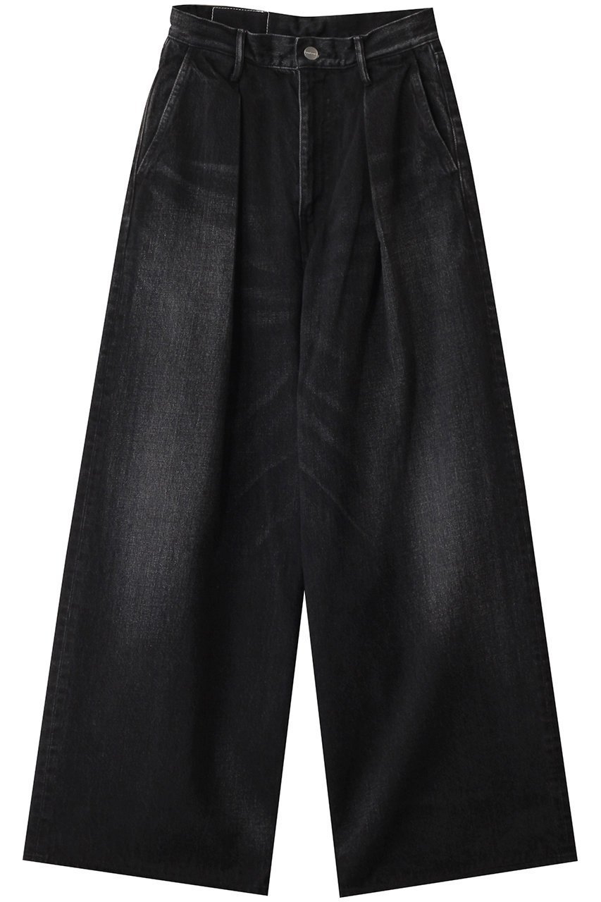 【グラフペーパー/Graphpaper】のSelvage Denim Two Tuck Wide Pants/パンツ インテリア・キッズ・メンズ・レディースファッション・服の通販 founy(ファニー) 　ファッション　Fashion　レディースファッション　Fashion for Women　パンツ　Pants & Trousers　デニムパンツ・ジーンズ・美脚デニム　Denim Jeans & Pants　ストレート　Straight, Straight Cut　デニム　Denim, Jeans Material　ワイド　Wide, Wide Fit　エレガント 上品　Elegant　ブラック(DARK_FADE)|ID: prp329100004359698 ipo3291000000032930348