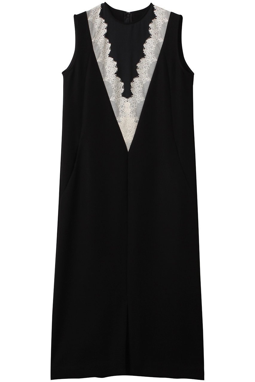 【ロキト/LOKITHO】のレースVネックノースリーブドレス インテリア・キッズ・メンズ・レディースファッション・服の通販 founy(ファニー) 　ファッション　Fashion　レディースファッション　Fashion for Women　ワンピース　Dresses　フォーマル・パーティードレス・結婚式用ドレス　Elegant & Casual Dresses　チュニック　Tunic Tops & Dresses　ストレート　Straight, Straight Cut　チュニック　Tunic, Long Top　ドレス　Dress, One-Piece　ノースリーブ　Sleeveless, No-Sleeve　レース　Lace, Lace Fabric　ロング　Long, Long-Length　エレガント 上品　Elegant　ブラック×ホワイト|ID: prp329100004359702 ipo3291000000032881172
