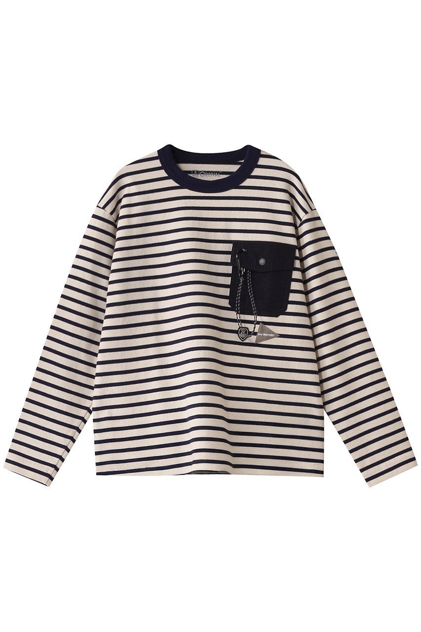 【アンドワンダー/and wander】の【UNISEX】ORCIVAL ロングスリーブ Tシャツ インテリア・キッズ・メンズ・レディースファッション・服の通販 founy(ファニー) 　ファッション　Fashion　レディースファッション　Fashion for Women　トップス・カットソー　Cut & Sew Tops　シャツ・ブラウス・オフィスカジュアル　Elegant Blouses & Button-Ups　ロングTシャツ・Tシャツ　Longline T-Shirts & Tees　カットソー・ベーシックTシャツ　Cut-and-Sewn Tops / Stretch Tees & Basics　ユニセックス　Unisex, Genderless　シンプル　Simple, Minimal　スリーブ　Sleeve, Long Sleeve / Short Sleeve　ボーダー　Border, Stripe　ポケット　Pocket, Pocket Detail　リュクス　Luxury, Elegant, High-End, Chic　ロング　Long, Long-Length　オフホワイト|ID: prp329100004359704 ipo3291000000032880682