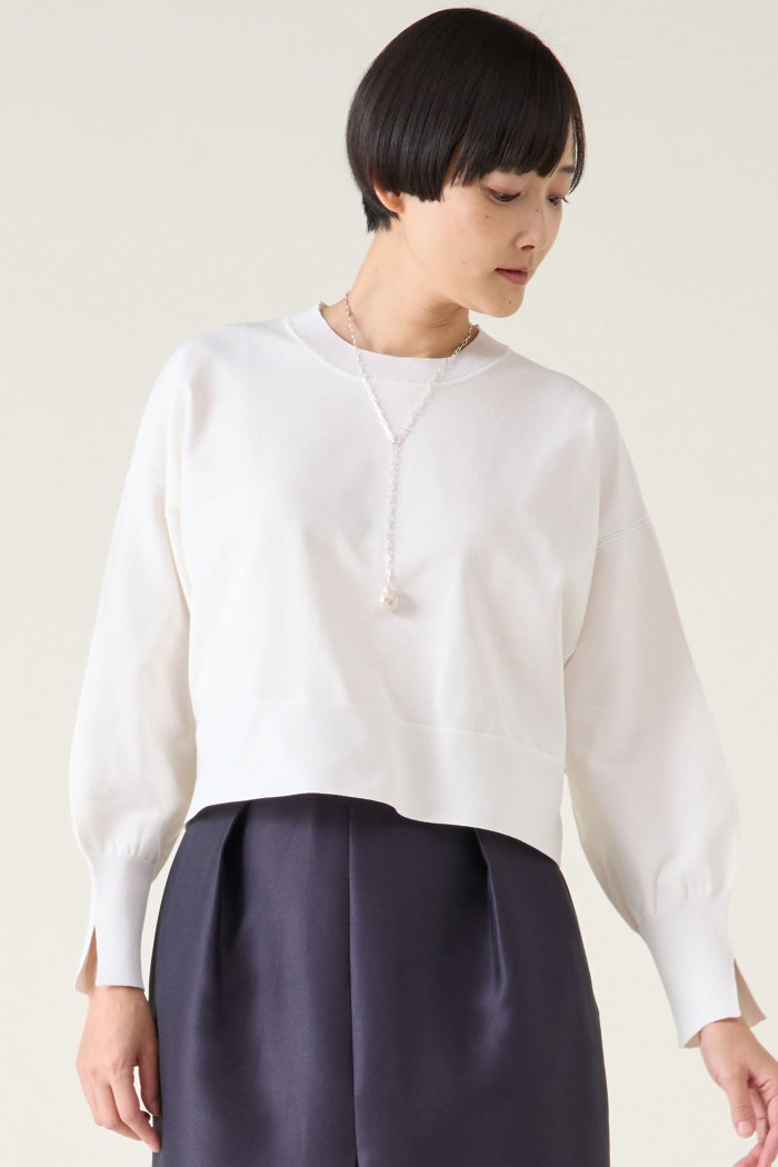 【マルティニーク/martinique】のセミハードコットンプルオーバー インテリア・キッズ・メンズ・レディースファッション・服の通販 founy(ファニー) https://founy.com/ ファッション Fashion レディースファッション Fashion for Women トップス・カットソー Cut & Sew Tops ニット Knit Tops & Sweaters カジュアルプルオーバー・ニットトップス Pullovers & Knit Tops / Casual Pullovers おすすめ Recommended / Our Picks シンプル Simple, Minimal ストレート Straight, Straight Cut バランス Balance, Style Balance フレア Flare, Flared ワイド Wide, Wide Fit |ID: prp329100004359706 ipo3291000000035042154