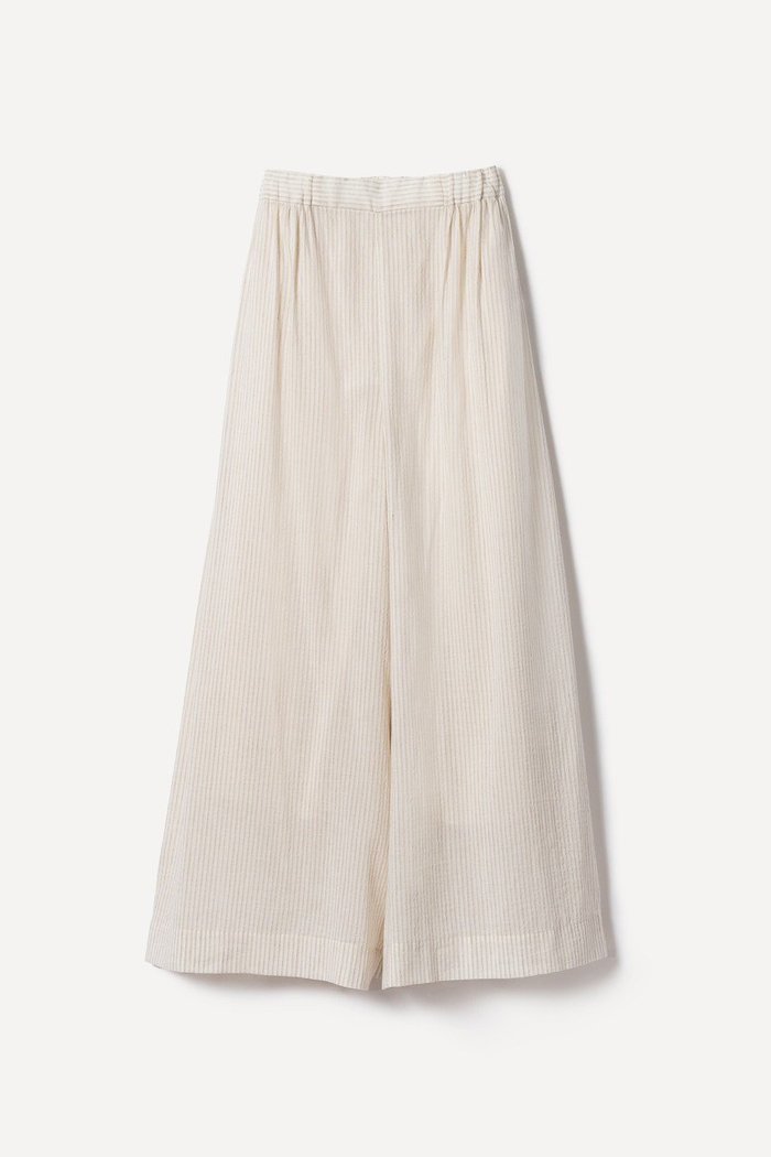 【プリスティン/PRISTINE】のコットンリネンストライプギャザーパンツ / オーガニックコットン インテリア・キッズ・メンズ・レディースファッション・服の通販 founy(ファニー) https://founy.com/ ファッション Fashion レディースファッション Fashion for Women パンツ Pants & Trousers ギャザー Gathered, Ruffled ストライプ Stripe, Striped Pattern ペチコート Petticoat, Underskirt リネン Linen, Linen Fabric ロング Long, Long-Length |ID: prp329100004359716 ipo3291000000036761803