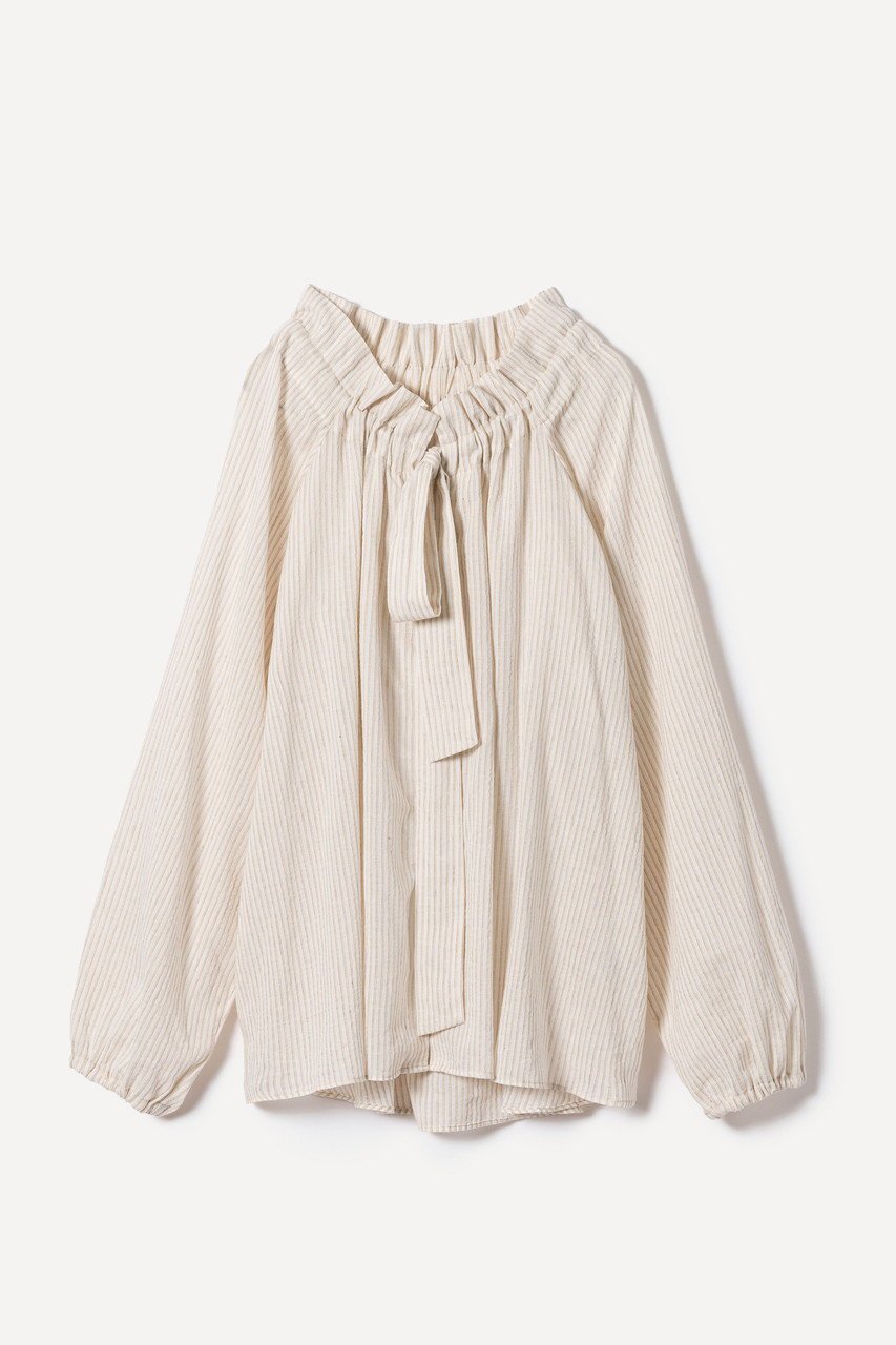 【プリスティン/PRISTINE】のコットンリネンストライプブラウス/オーガニックコットン 人気、トレンドファッション・服の通販 founy(ファニー) 　ファッション　Fashion　レディースファッション　Fashion for Women　トップス・カットソー　Cut & Sew Tops　シャツ・ブラウス・オフィスカジュアル　Elegant Blouses & Button-Ups　ギャザー　Gathered, Ruffled　シアー　Sheer, See-Through　ストライプ　Stripe, Striped Pattern　スリーブ　Sleeve, Long Sleeve / Short Sleeve　フリル　Frill, Ruffle　リネン　Linen, Linen Fabric　リボン　Ribbon, Bow　ロング　Long, Long-Length　 other-1|ID: prp329100004359717 ipo3291000000035822938
