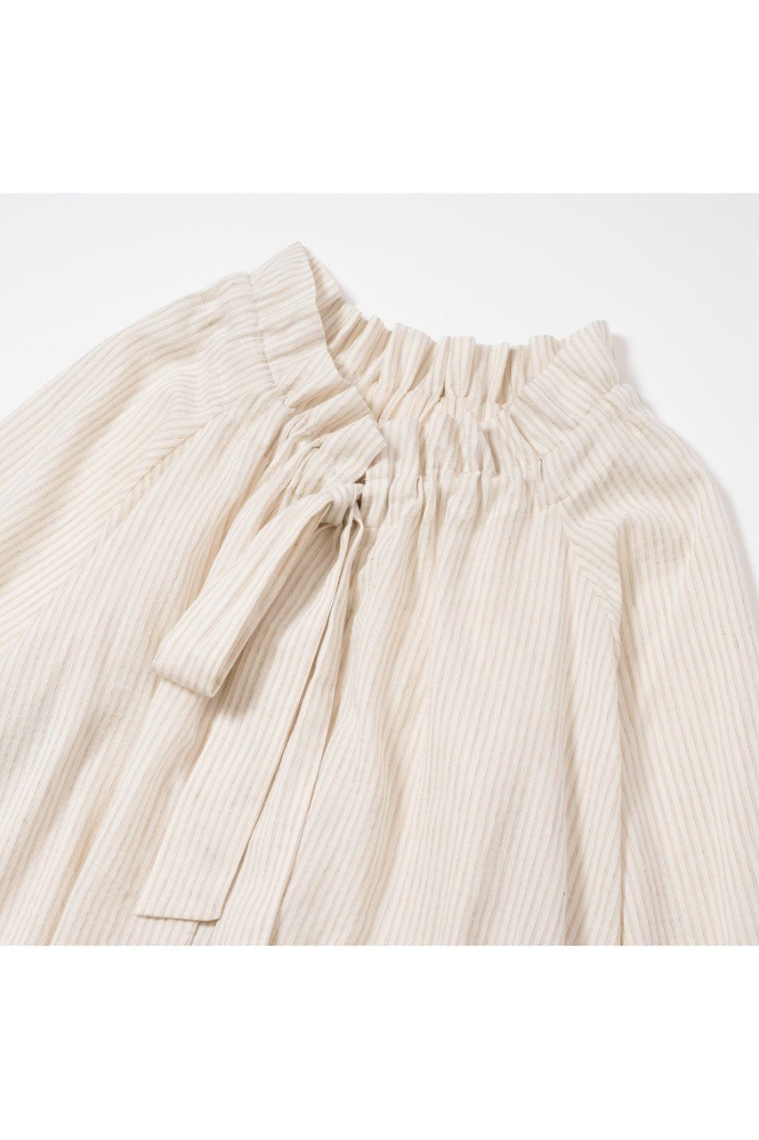 【プリスティン/PRISTINE】のコットンリネンストライプブラウス/オーガニックコットン 人気、トレンドファッション・服の通販 founy(ファニー) 　ファッション　Fashion　レディースファッション　Fashion for Women　トップス・カットソー　Cut & Sew Tops　シャツ・ブラウス・オフィスカジュアル　Elegant Blouses & Button-Ups　ギャザー　Gathered, Ruffled　シアー　Sheer, See-Through　ストライプ　Stripe, Striped Pattern　スリーブ　Sleeve, Long Sleeve / Short Sleeve　フリル　Frill, Ruffle　リネン　Linen, Linen Fabric　リボン　Ribbon, Bow　ロング　Long, Long-Length　other-2|ID: prp329100004359717 ipo3291000000035822940