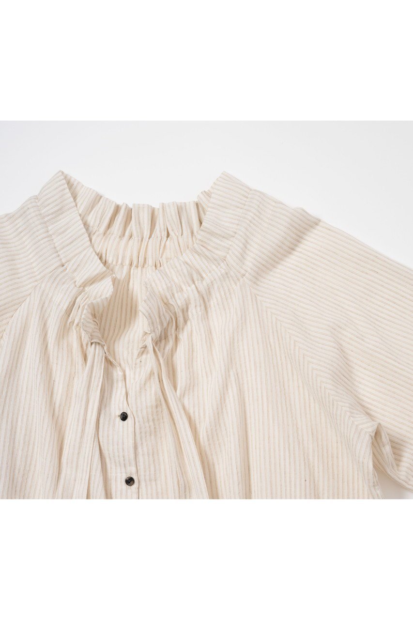 【プリスティン/PRISTINE】のコットンリネンストライプブラウス/オーガニックコットン 人気、トレンドファッション・服の通販 founy(ファニー) 　ファッション　Fashion　レディースファッション　Fashion for Women　トップス・カットソー　Cut & Sew Tops　シャツ・ブラウス・オフィスカジュアル　Elegant Blouses & Button-Ups　ギャザー　Gathered, Ruffled　シアー　Sheer, See-Through　ストライプ　Stripe, Striped Pattern　スリーブ　Sleeve, Long Sleeve / Short Sleeve　フリル　Frill, Ruffle　リネン　Linen, Linen Fabric　リボン　Ribbon, Bow　ロング　Long, Long-Length　other-6|ID: prp329100004359717 ipo3291000000035822944