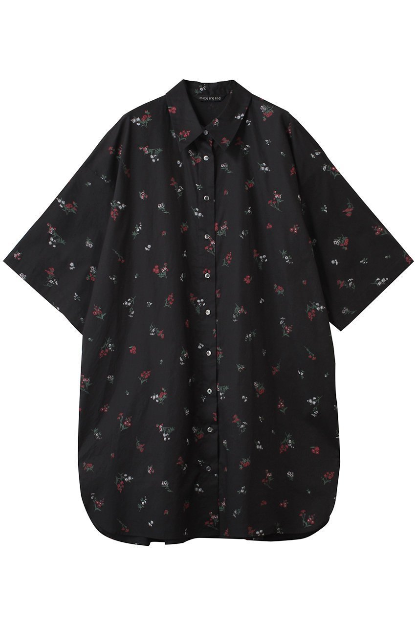 【ミズイロ インド/mizuiro ind】のsmall flower print shirt OP ワンピース インテリア・キッズ・メンズ・レディースファッション・服の通販 founy(ファニー) 　ファッション　Fashion　レディースファッション　WOMEN　ワンピース　Dress　チュニック　Tunic　2025年　2025　2025春夏・S/S　Ss,Spring/Summer,2025　シンプル　Simple　チュニック　Tunic　リラックス　Relax　夏　Summer　春　Spring　S/S・春夏　Ss・Spring/Summer　black|ID: prp329100004359727 ipo3291000000030474226