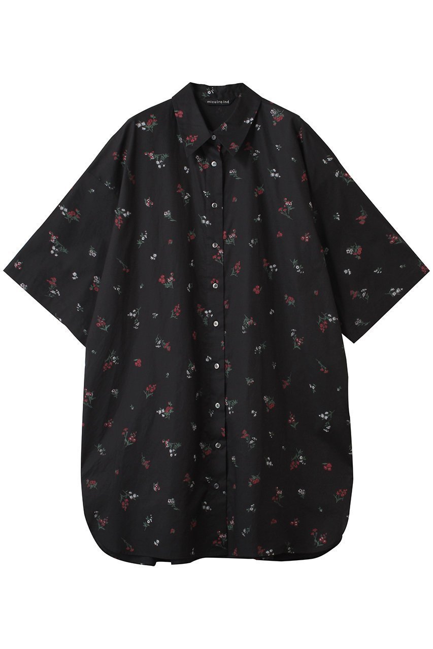 【ミズイロ インド/mizuiro ind】のsmall flower print shirt OP ワンピース インテリア・キッズ・メンズ・レディースファッション・服の通販 founy(ファニー) 　ファッション　Fashion　レディースファッション　Fashion for Women　ワンピース　Dresses　チュニック　Tunic Tops & Dresses　シンプル　Simple, Minimal　チュニック　Tunic, Long Top　リラックス　Relax, Relaxed Fit　black|ID: prp329100004359727 ipo3291000000032880994