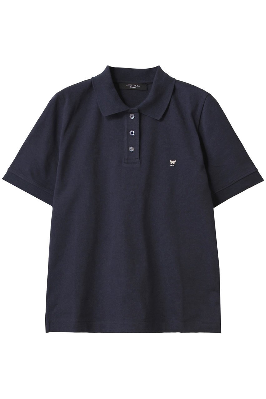 【マックスマーラ/Max Mara】の【Weekend Max Mara】SCENA ジャージーポロシャツ インテリア・キッズ・メンズ・レディースファッション・服の通販 founy(ファニー) 　ファッション　Fashion　レディースファッション　Fashion for Women　トップス・カットソー　Cut & Sew Tops　シャツ・ブラウス・オフィスカジュアル　Elegant Blouses & Button-Ups　ポロシャツ・きれいめカジュアル　Smart-Casual Polo Tops　クラシック　Classic, Timeless Style　シンプル　Simple, Minimal　バタフライ　Butterfly, Butterfly Motif　ファブリック　Fabric, Textile　ボトム　Bottoms, Lower Wear　ポロシャツ　Polo Shirt, Collared Tee　ネイビー|ID: prp329100004359764 ipo3291000000032871276