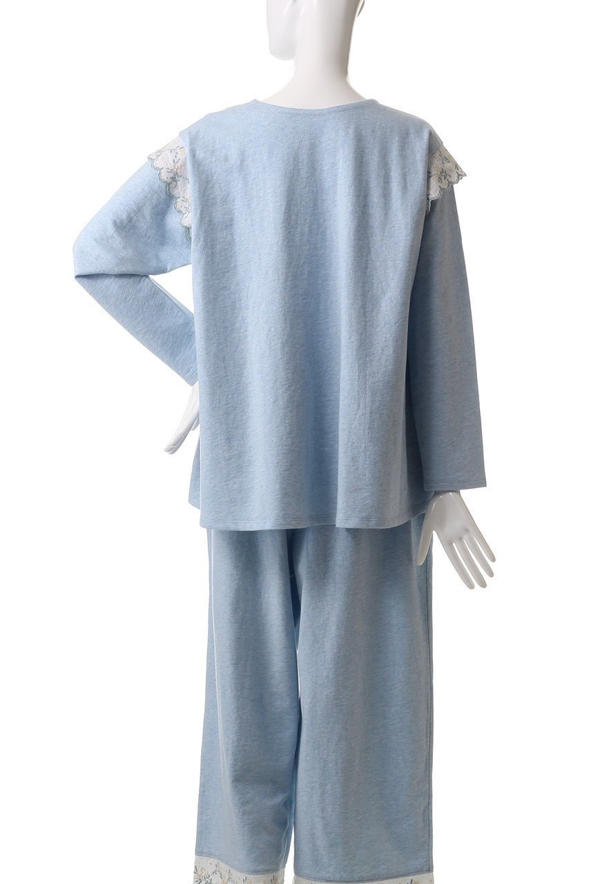 【キッドブルー/KID BLUE】のミモザレースインレイトップス 人気、トレンドファッション・服の通販 founy(ファニー) 　ファッション　Fashion　レディースファッション　Fashion for Women　トップス・カットソー　Cut & Sew Tops　なめらか　Smooth, Silky Texture　セットアップ　Set-Up, Coordinated Outfit　パジャマ　Pajamas, Sleepwear　フェミニン　Feminine, Girly　フレア　Flare, Flared　ボトム　Bottoms, Lower Wear　レース　Lace, Lace Fabric　other-4|ID: prp329100004361243 ipo3291000000031341911