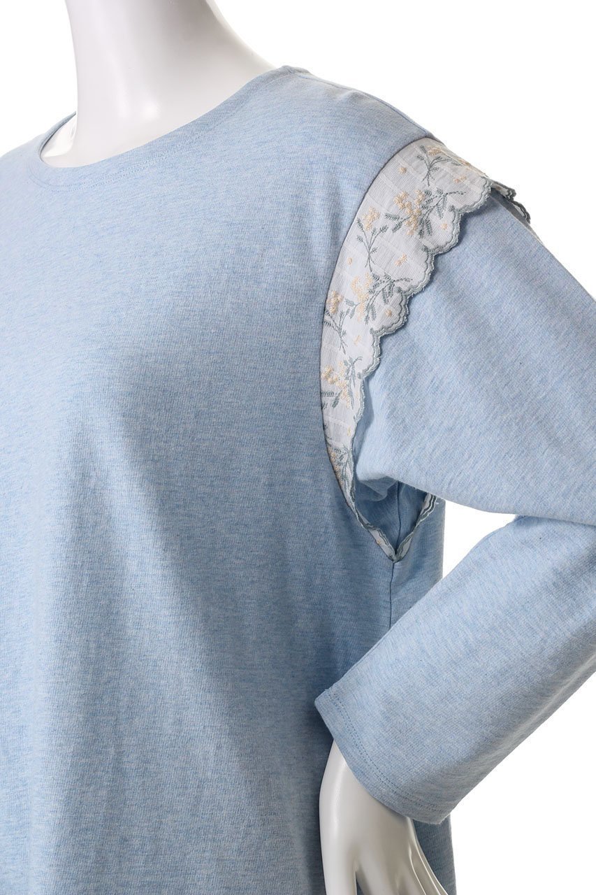 【キッドブルー/KID BLUE】のミモザレースインレイトップス 人気、トレンドファッション・服の通販 founy(ファニー) 　ファッション　Fashion　レディースファッション　Fashion for Women　トップス・カットソー　Cut & Sew Tops　なめらか　Smooth, Silky Texture　セットアップ　Set-Up, Coordinated Outfit　パジャマ　Pajamas, Sleepwear　フェミニン　Feminine, Girly　フレア　Flare, Flared　ボトム　Bottoms, Lower Wear　レース　Lace, Lace Fabric　other-5|ID: prp329100004361243 ipo3291000000031341912