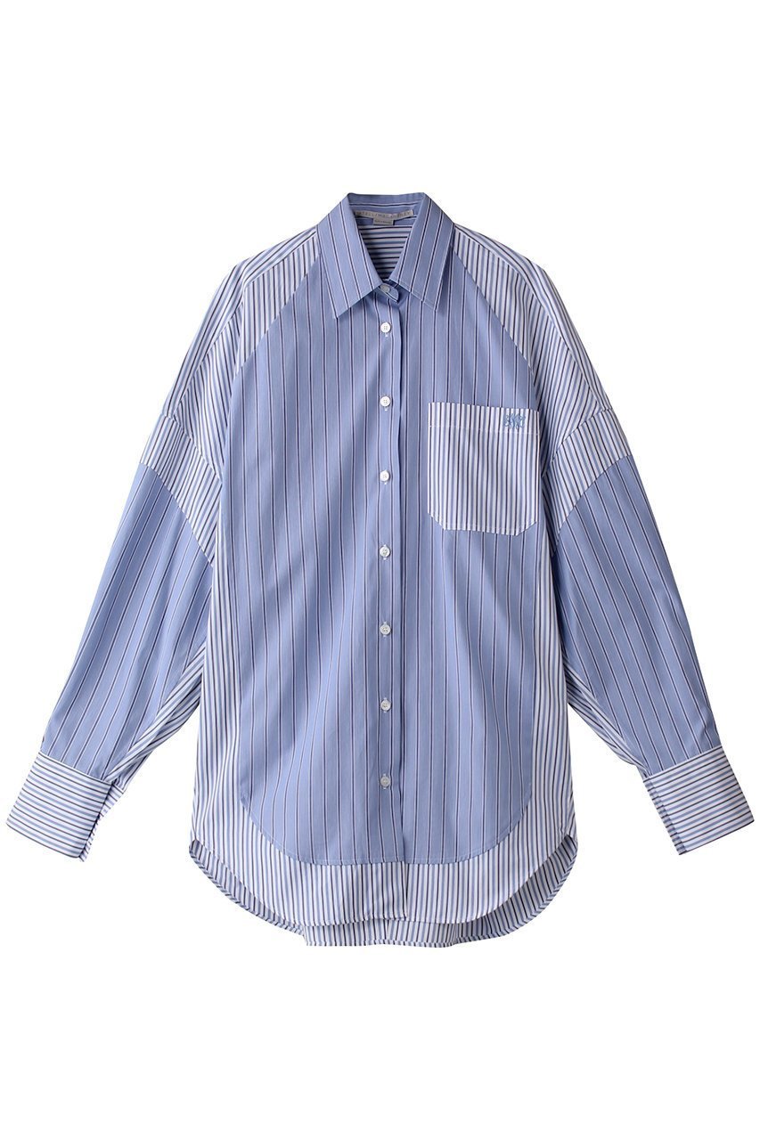 【ステラ マッカートニー/STELLA McCARTNEY】のミックスストライプシャツ 人気、トレンドファッション・服の通販 founy(ファニー) 　ファッション　Fashion　レディースファッション　Fashion for Women　トップス・カットソー　Cut & Sew Tops　シャツ・ブラウス・オフィスカジュアル　Elegant Blouses & Button-Ups　ストライプ　Stripe, Striped Pattern　スリーブ　Sleeve, Long Sleeve / Short Sleeve　トレンド　Trend, Trending Now　フロント　Front, Front Design　ポケット　Pocket, Pocket Detail　ミックス　Mix, Mixed Style　リラックス　Relax, Relaxed Fit　ロング　Long, Long-Length　ワンポイント　One Point, Statement Accent　 other-1|ID: prp329100004361252 ipo3291000000036101862