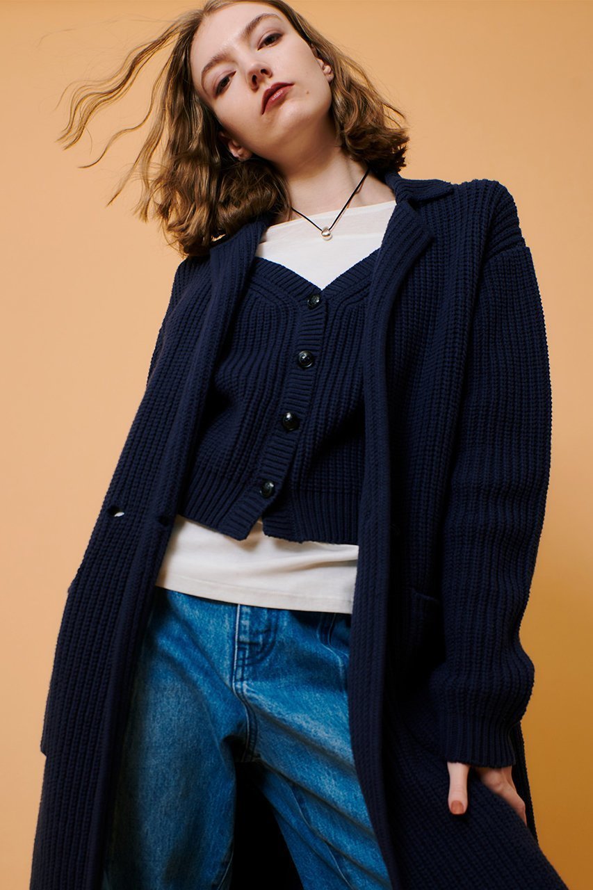 【アルアバイル/allureville】の片畦ニットコート 人気、トレンドファッション・服の通販 founy(ファニー) 　ファッション　Fashion　レディースファッション　Fashion for Women　アウター　Coat / Outerwear Collection　コート・ロングコート・ピーコート　Long Coats, Peacoats & More　インナー　Innerwear　シンプル　Simple, Minimal　リラックス　Relax, Relaxed Fit　再入荷　Restock / Back in Stock　畦　Ribbed Knit　other-8|ID: prp329100004361306 ipo3291000000035054892