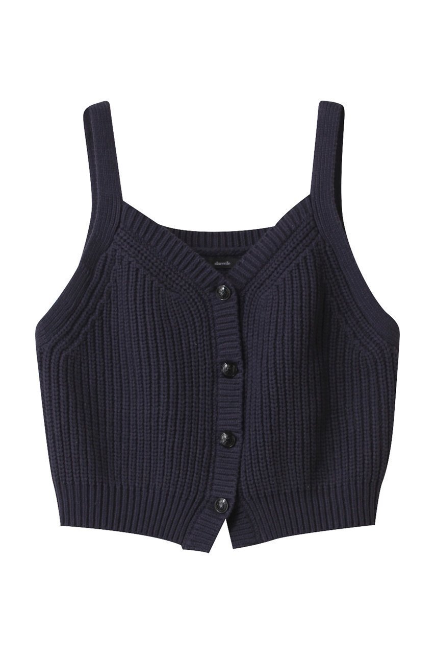 【アルアバイル/allureville】の片畦キャミソールショートジレ インテリア・キッズ・メンズ・レディースファッション・服の通販 founy(ファニー) 　ファッション　Fashion　レディースファッション　Fashion for Women　トップス・カットソー　Cut & Sew Tops　ニット　Knit Tops & Sweaters　キャミソール&ノースリーブ　Camisoles & Sleeveless Tops　ベスト&ジレ / 重ね着スタイル　Vests & Gilets　カジュアルプルオーバー・ニットトップス　Pullovers & Knit Tops / Casual Pullovers　エレガント 上品　Elegant　カーディガン　Cardigan, Knitwear　シンプル　Simple, Minimal　モダン　Modern, Contemporary　畦　Ribbed Knit　ネイビー|ID: prp329100004361307 ipo3291000000032953047