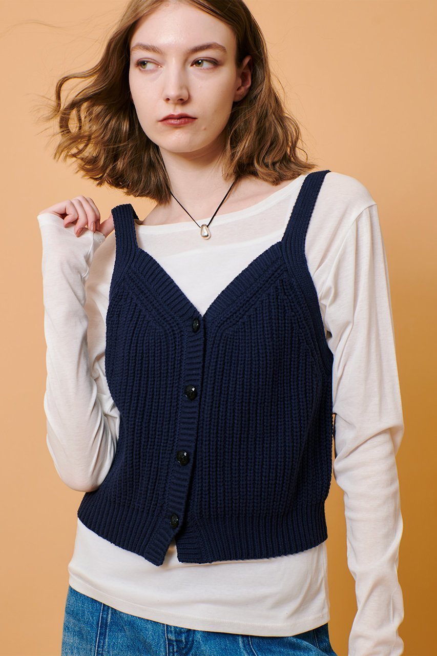 【アルアバイル/allureville】の片畦キャミソールショートジレ 人気、トレンドファッション・服の通販 founy(ファニー) 　ファッション　Fashion　レディースファッション　Fashion for Women　トップス・カットソー　Cut & Sew Tops　ニット　Knit Tops & Sweaters　キャミソール&ノースリーブ　Camisoles & Sleeveless Tops　ベスト&ジレ / 重ね着スタイル　Vests & Gilets　カジュアルプルオーバー・ニットトップス　Pullovers & Knit Tops / Casual Pullovers　エレガント 上品　Elegant　カーディガン　Cardigan, Knitwear　シンプル　Simple, Minimal　モダン　Modern, Contemporary　畦　Ribbed Knit　other-7|ID: prp329100004361307 ipo3291000000032953070
