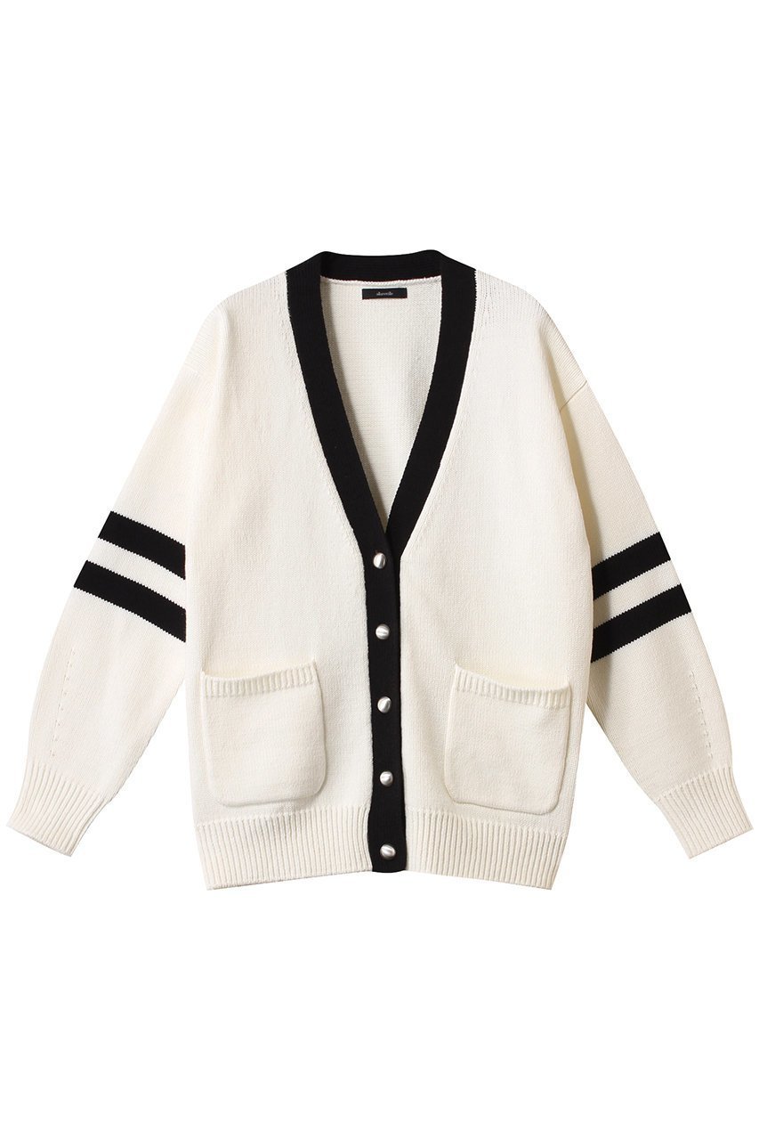 【アルアバイル/allureville】のC/ACバルキーラインカーディガン 人気、トレンドファッション・服の通販 founy(ファニー) 　ファッション　Fashion　レディースファッション　Fashion for Women　トップス・カットソー　Cut & Sew Tops　ニット　Knit Tops & Sweaters　カーディガン・羽織り　Layered Style Cardigans　カーディガン　Cardigan, Knitwear　スポーティ　Sporty, Casual Athletic　デニム　Denim, Jeans Material　パール　Pearl, Pearl Accent　フェミニン　Feminine, Girly　リラックス　Relax, Relaxed Fit　ワイド　Wide, Wide Fit　エレガント 上品　Elegant　再入荷　Restock / Back in Stock　 other-1|ID: prp329100004361308 ipo3291000000032809966