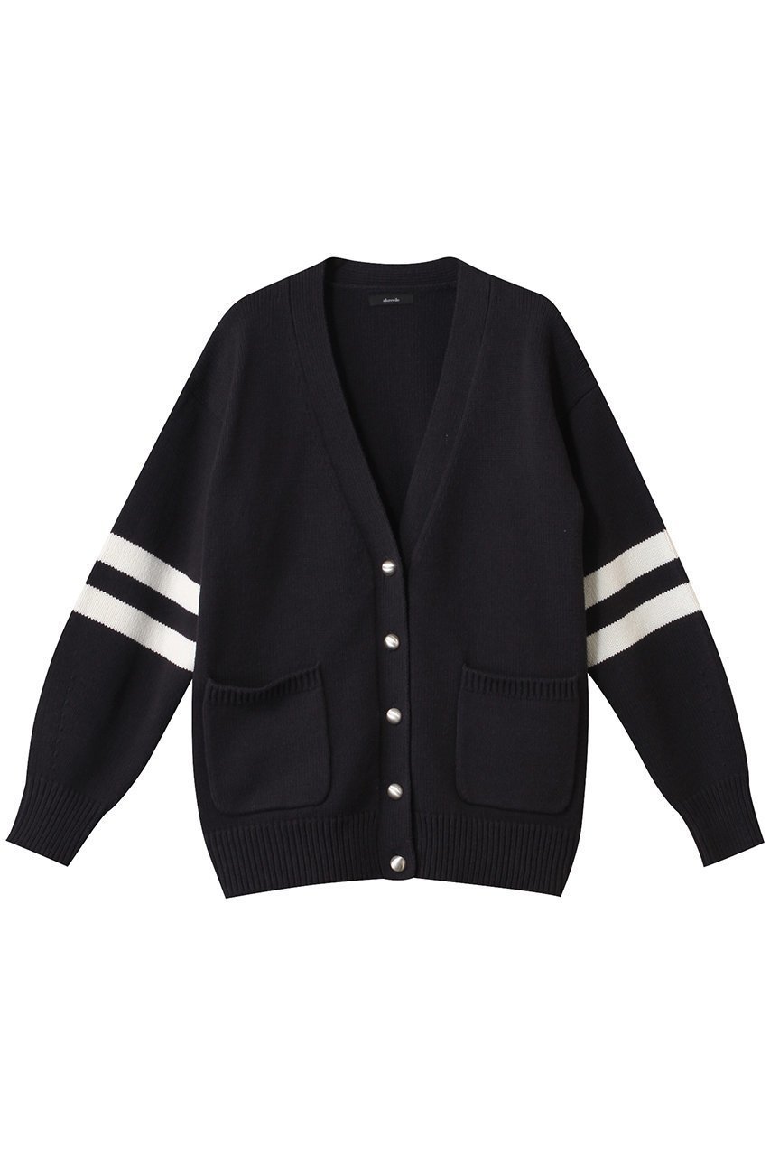 【アルアバイル/allureville】のC/ACバルキーラインカーディガン インテリア・キッズ・メンズ・レディースファッション・服の通販 founy(ファニー) 　ファッション　Fashion　レディースファッション　Fashion for Women　トップス・カットソー　Cut & Sew Tops　ニット　Knit Tops & Sweaters　カーディガン・羽織り　Layered Style Cardigans　カーディガン　Cardigan, Knitwear　スポーティ　Sporty, Casual Athletic　デニム　Denim, Jeans Material　パール　Pearl, Pearl Accent　フェミニン　Feminine, Girly　リラックス　Relax, Relaxed Fit　ワイド　Wide, Wide Fit　エレガント 上品　Elegant　再入荷　Restock / Back in Stock　ネイビー|ID: prp329100004361308 ipo3291000000032809968