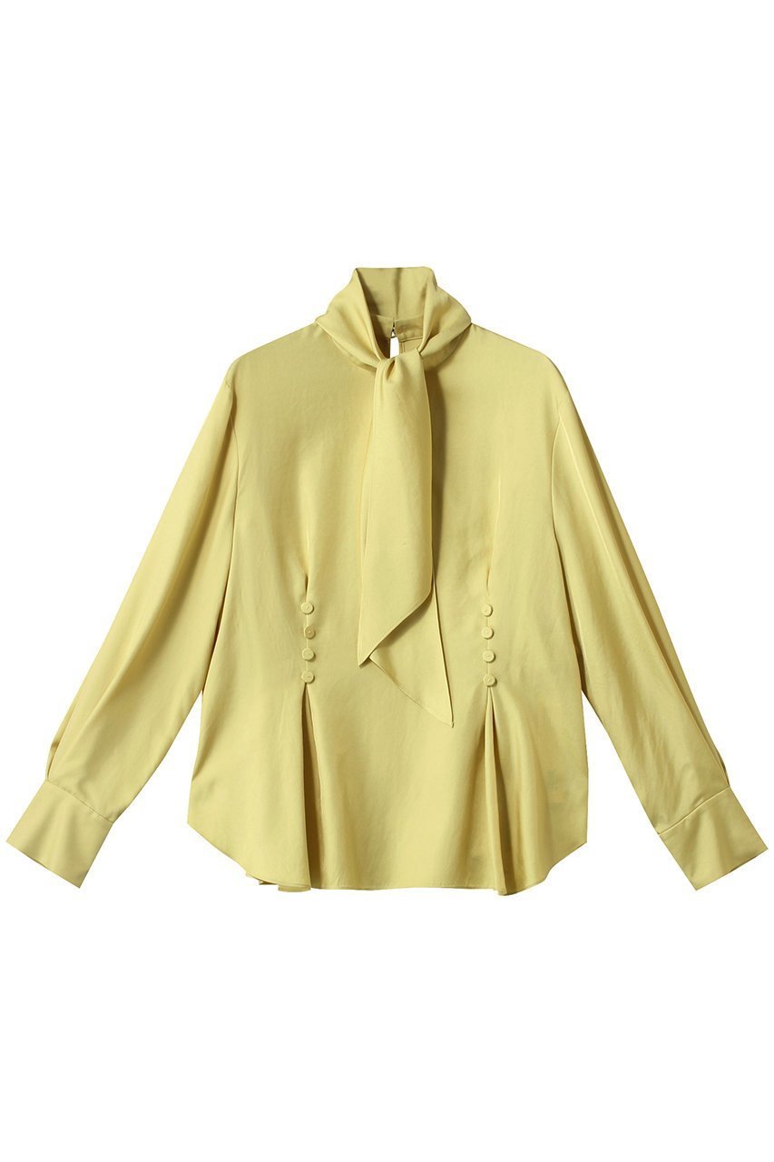 【アルアバイル/allureville】のスカーフネックブラウス インテリア・キッズ・メンズ・レディースファッション・服の通販 founy(ファニー) 　ファッション　Fashion　レディースファッション　Fashion for Women　トップス・カットソー　Cut & Sew Tops　シャツ・ブラウス・オフィスカジュアル　Elegant Blouses & Button-Ups　エレガント 上品　Elegant　ジャケット　Jacket, Outerwear　スカーフ　Scarf, Neckwear　スリーブ　Sleeve, Long Sleeve / Short Sleeve　フォルム　Silhouette, Form　フォーマル　Formal, Dressy　ロング　Long, Long-Length　イエロー|ID: prp329100004361309 ipo3291000000032847312