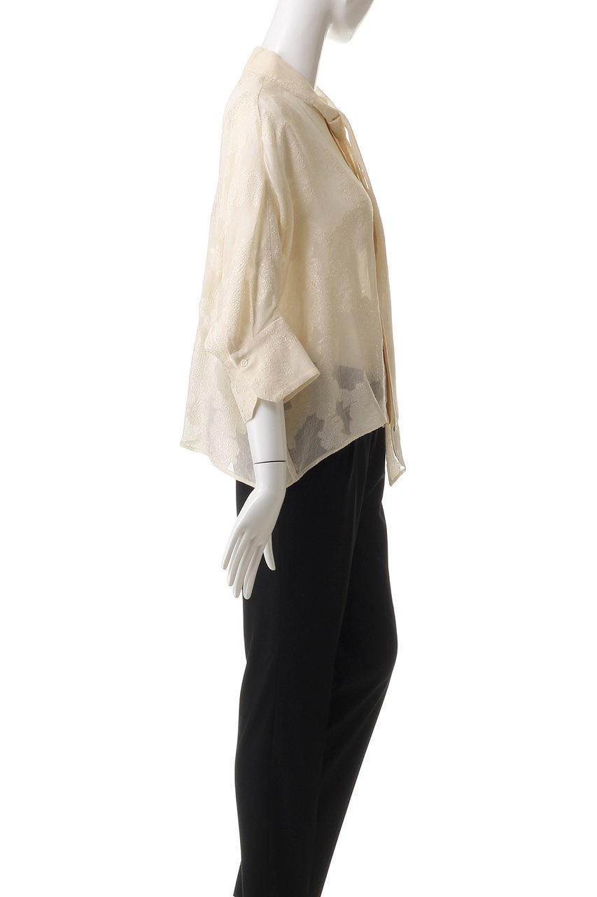 【エブール/ebure】のシアービスジャカード ボウタイブラウス 人気、トレンドファッション・服の通販 founy(ファニー) 　ファッション　Fashion　レディースファッション　Fashion for Women　トップス・カットソー　Cut & Sew Tops　シャツ・ブラウス・オフィスカジュアル　Elegant Blouses & Button-Ups　シアー　Sheer, See-Through　ショート　Short, Short Length　ジャカード／ジャガード　Jacquard, Woven Pattern　スリーブ　Sleeve, Long Sleeve / Short Sleeve　デニム　Denim, Jeans Material　ドレープ　Drape, Draping Fabric　ロング　Long, Long-Length　other-3|ID: prp329100004361313 ipo3291000000032855490