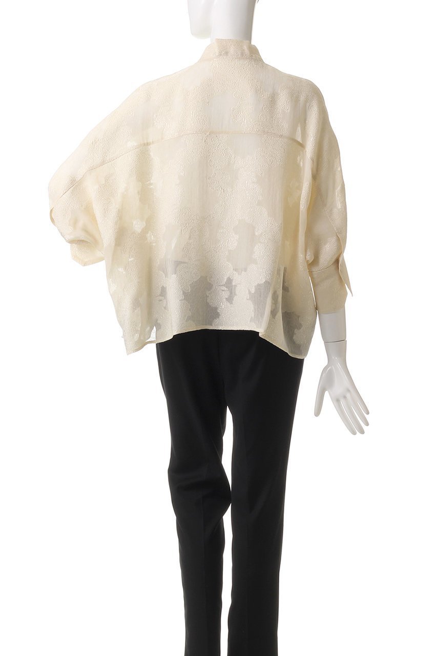 【エブール/ebure】のシアービスジャカード ボウタイブラウス 人気、トレンドファッション・服の通販 founy(ファニー) 　ファッション　Fashion　レディースファッション　Fashion for Women　トップス・カットソー　Cut & Sew Tops　シャツ・ブラウス・オフィスカジュアル　Elegant Blouses & Button-Ups　シアー　Sheer, See-Through　ショート　Short, Short Length　ジャカード／ジャガード　Jacquard, Woven Pattern　スリーブ　Sleeve, Long Sleeve / Short Sleeve　デニム　Denim, Jeans Material　ドレープ　Drape, Draping Fabric　ロング　Long, Long-Length　other-4|ID: prp329100004361313 ipo3291000000032855494